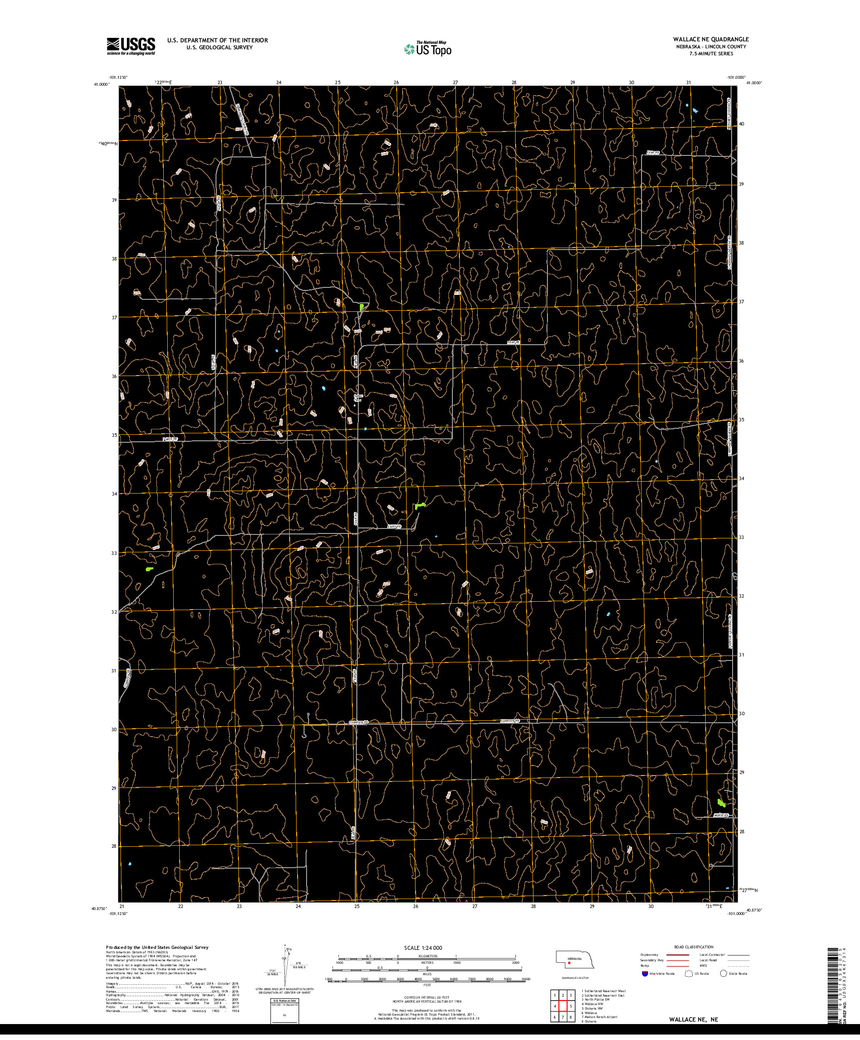 USGS US TOPO 7.5-MINUTE MAP FOR WALLACE NE, NE 2017