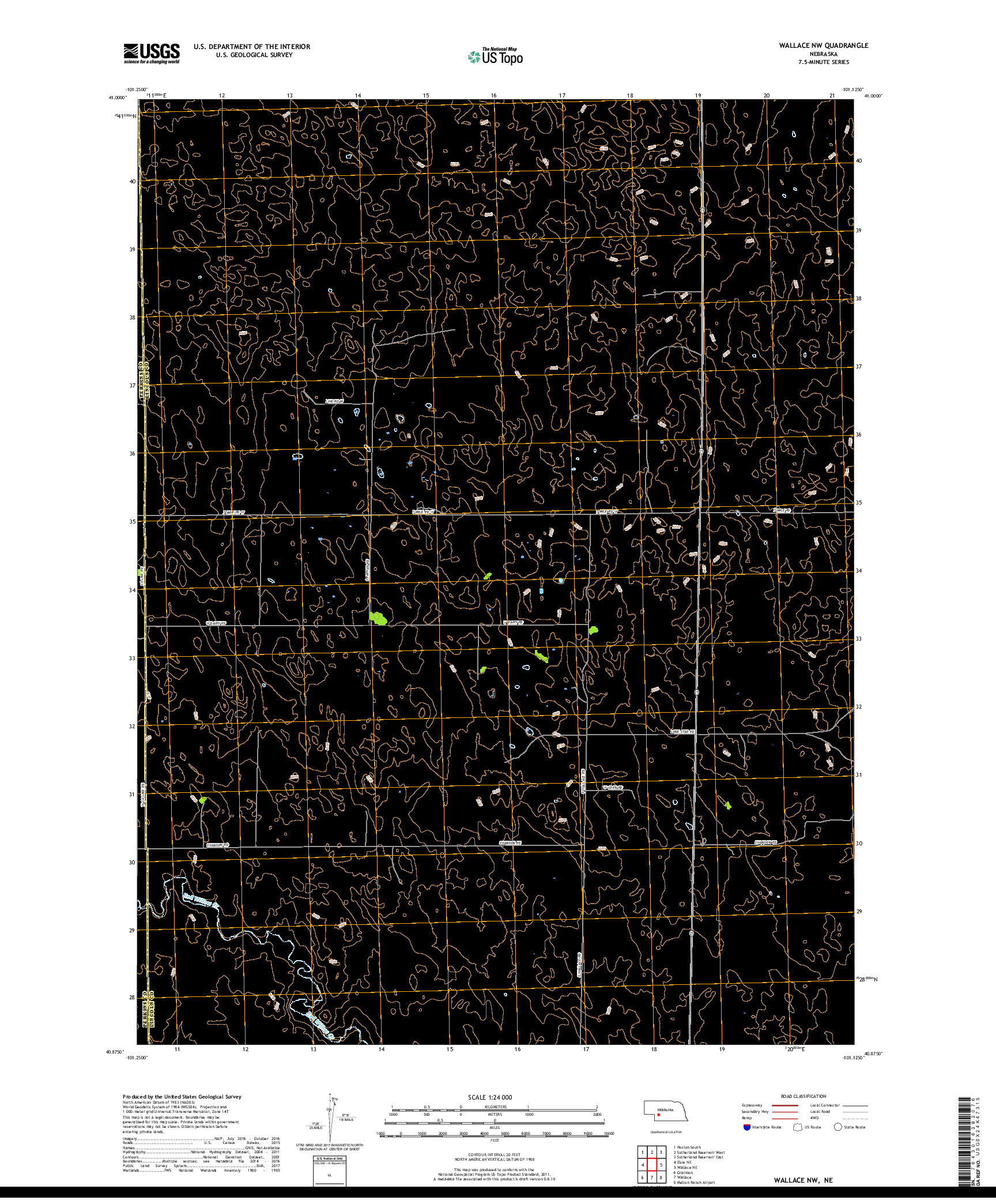 USGS US TOPO 7.5-MINUTE MAP FOR WALLACE NW, NE 2017