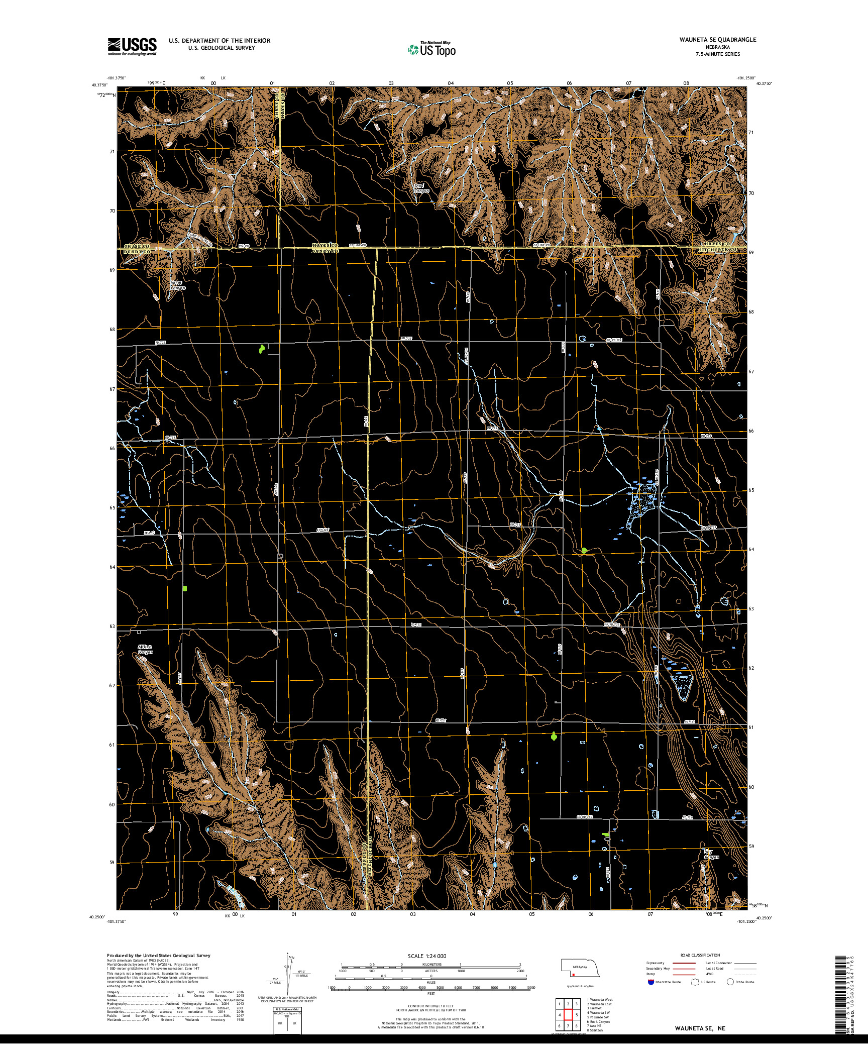 USGS US TOPO 7.5-MINUTE MAP FOR WAUNETA SE, NE 2017