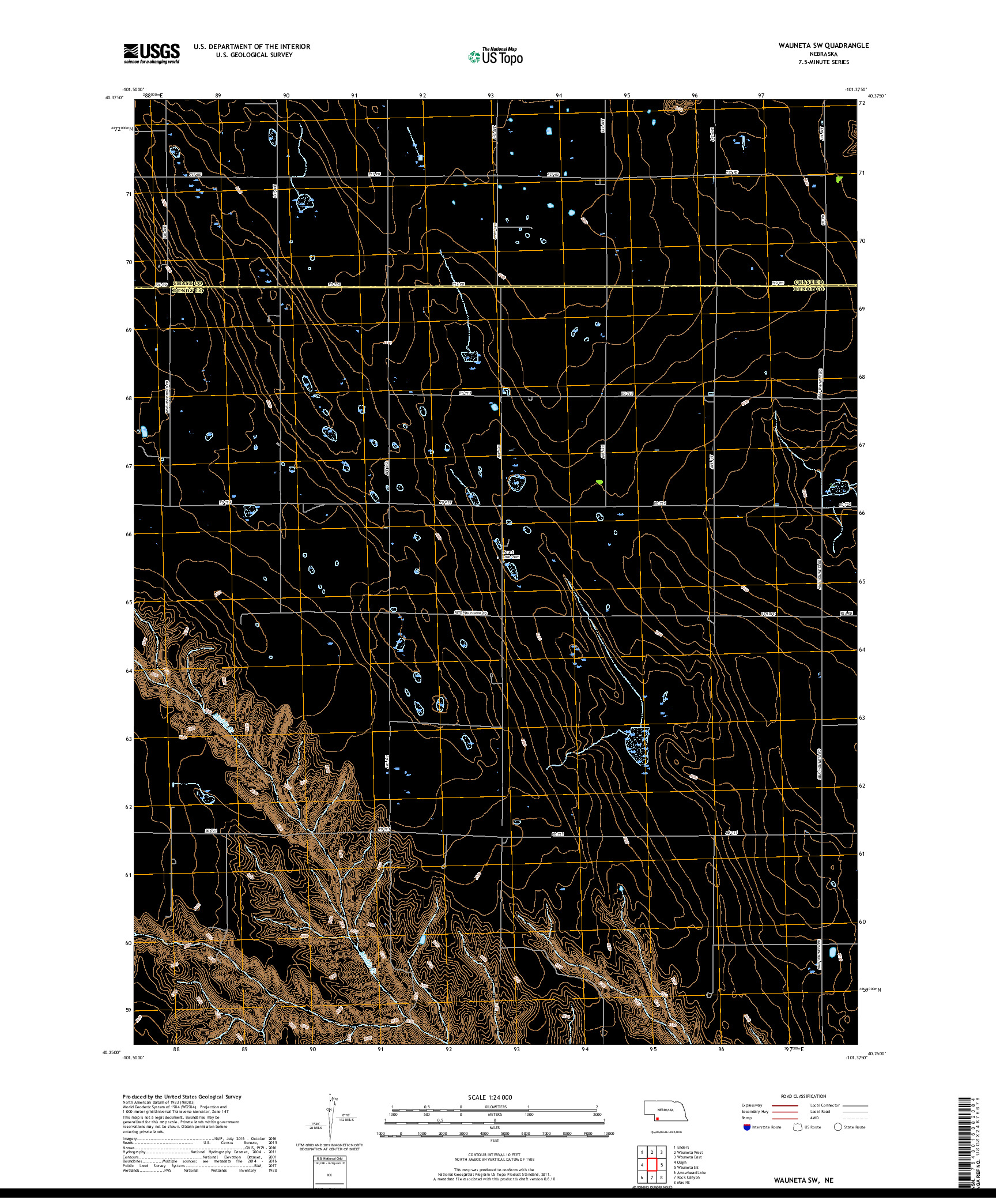 USGS US TOPO 7.5-MINUTE MAP FOR WAUNETA SW, NE 2017