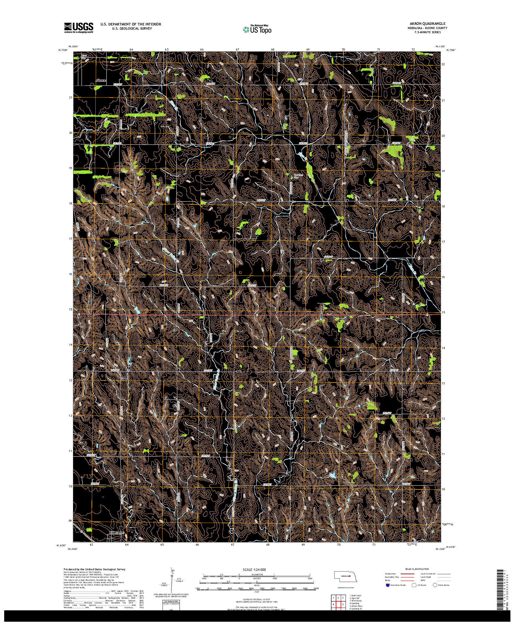 USGS US TOPO 7.5-MINUTE MAP FOR AKRON, NE 2017