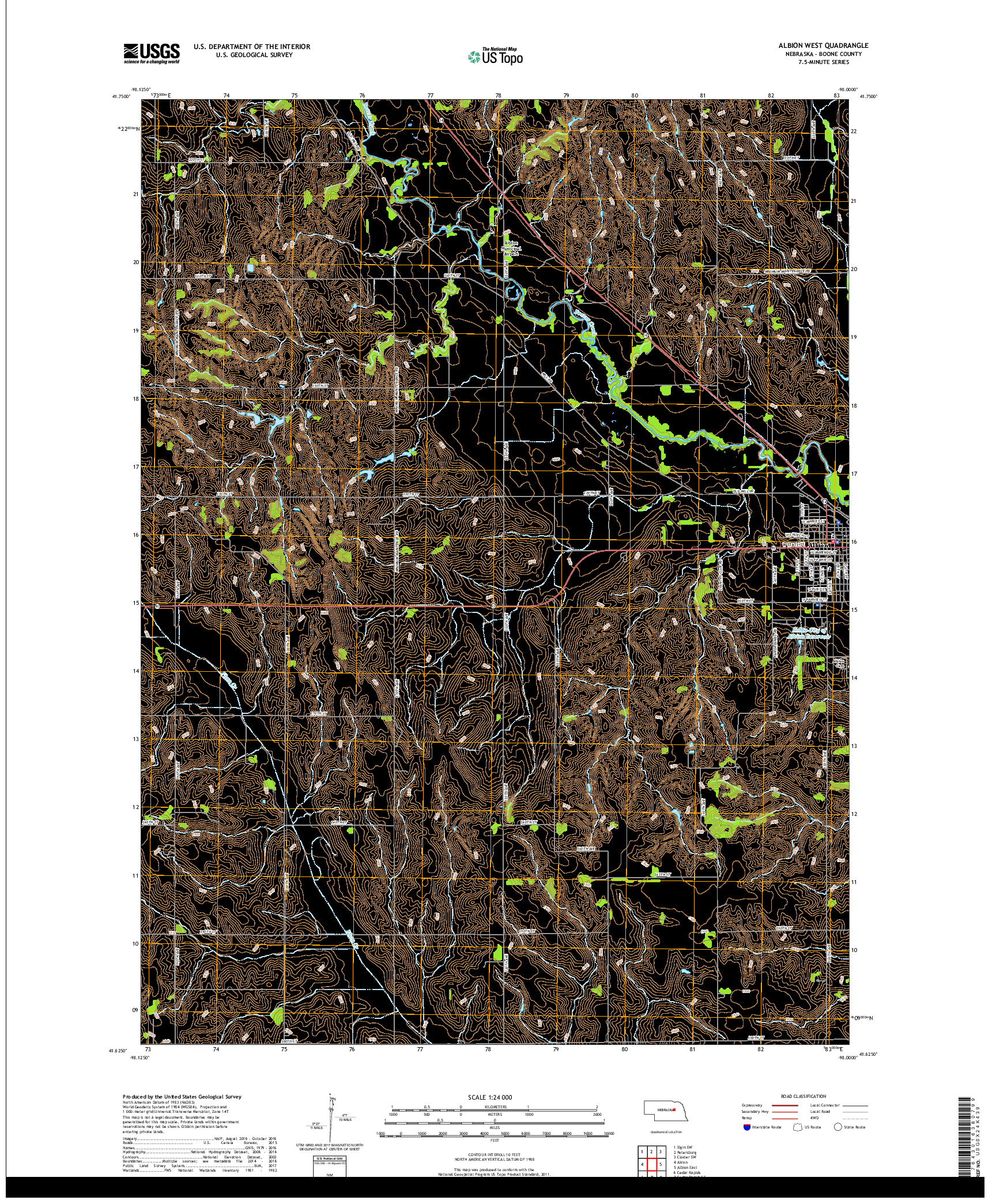 USGS US TOPO 7.5-MINUTE MAP FOR ALBION WEST, NE 2017