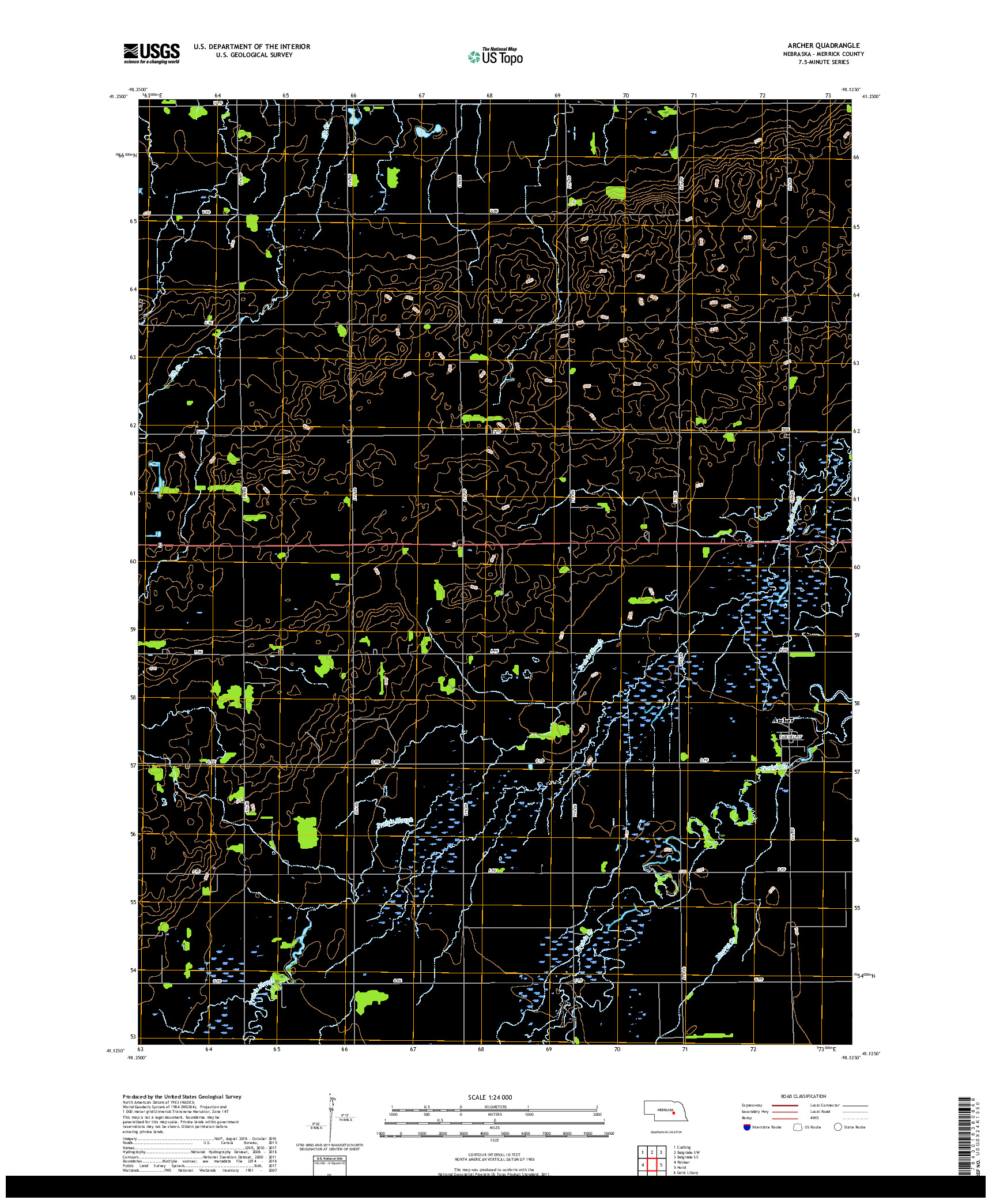 USGS US TOPO 7.5-MINUTE MAP FOR ARCHER, NE 2017