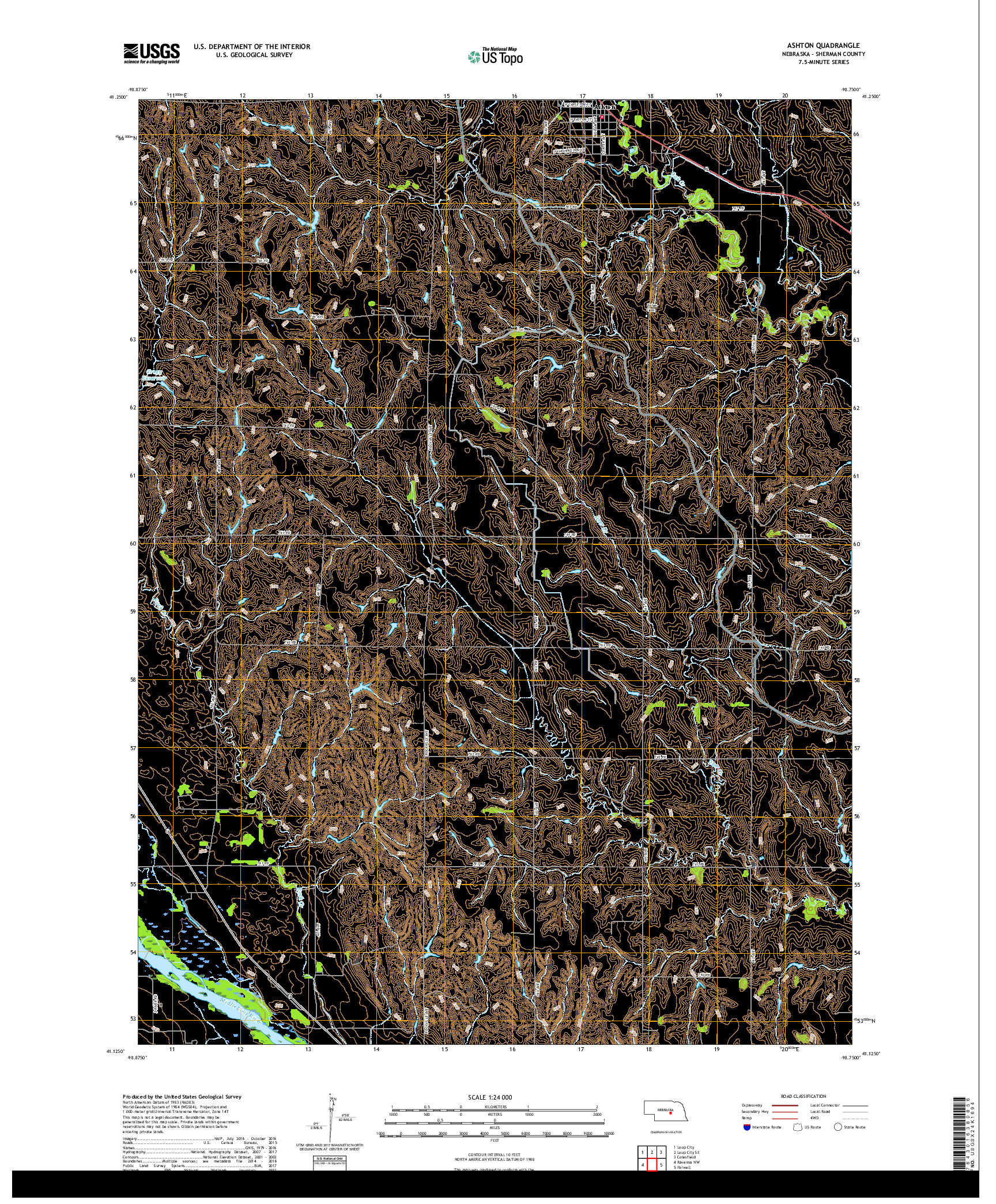 USGS US TOPO 7.5-MINUTE MAP FOR ASHTON, NE 2017