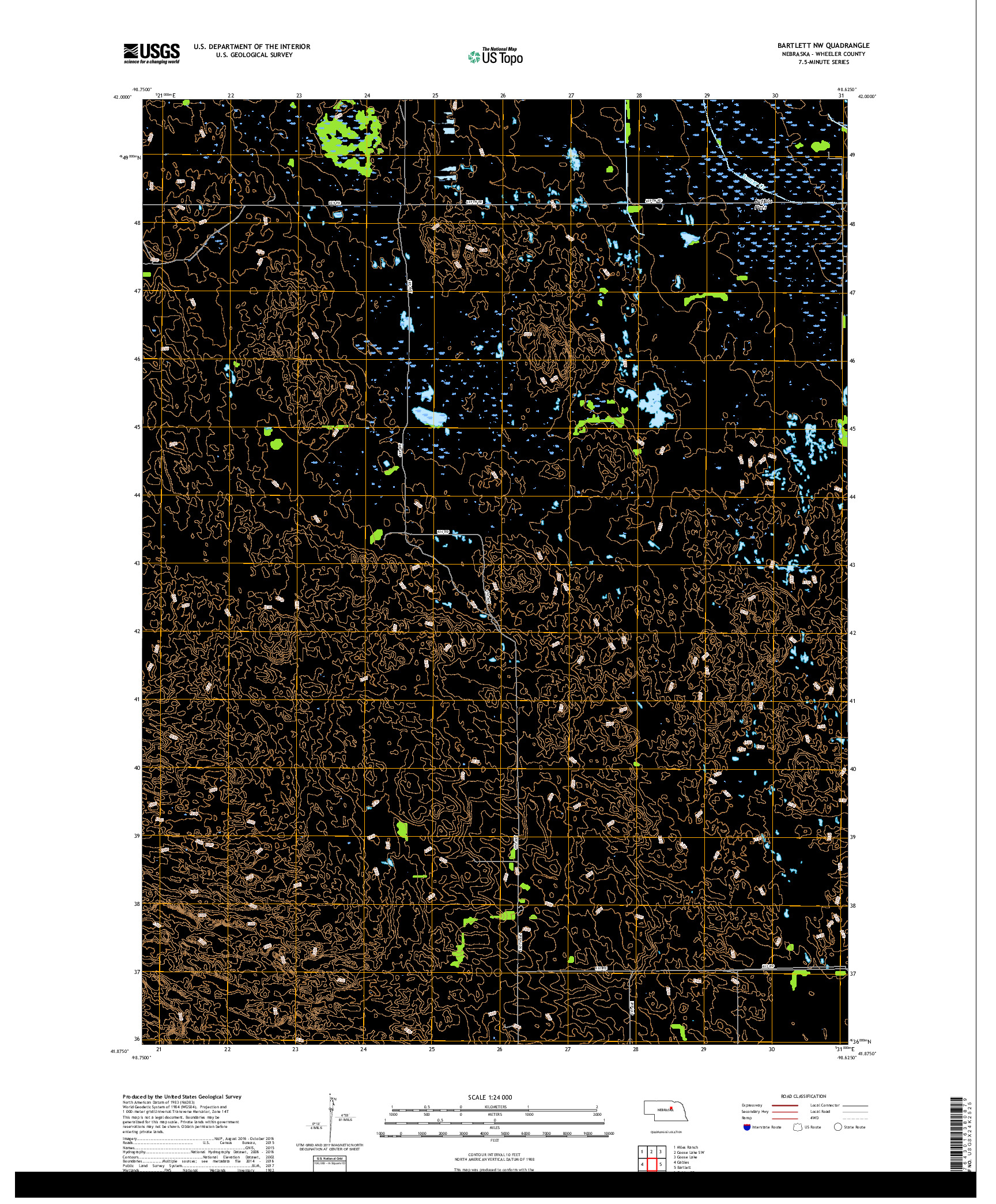 USGS US TOPO 7.5-MINUTE MAP FOR BARTLETT NW, NE 2017