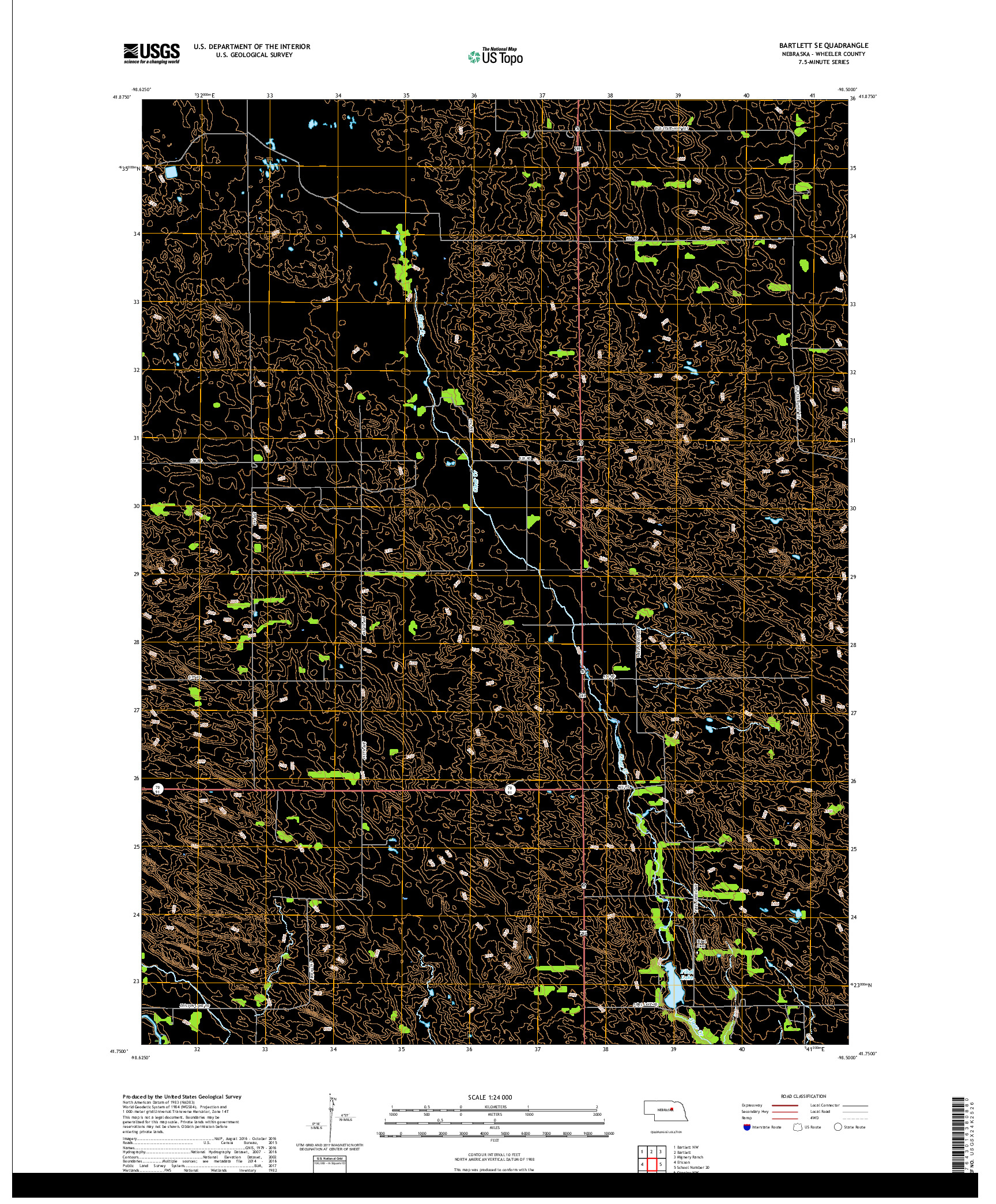 USGS US TOPO 7.5-MINUTE MAP FOR BARTLETT SE, NE 2017