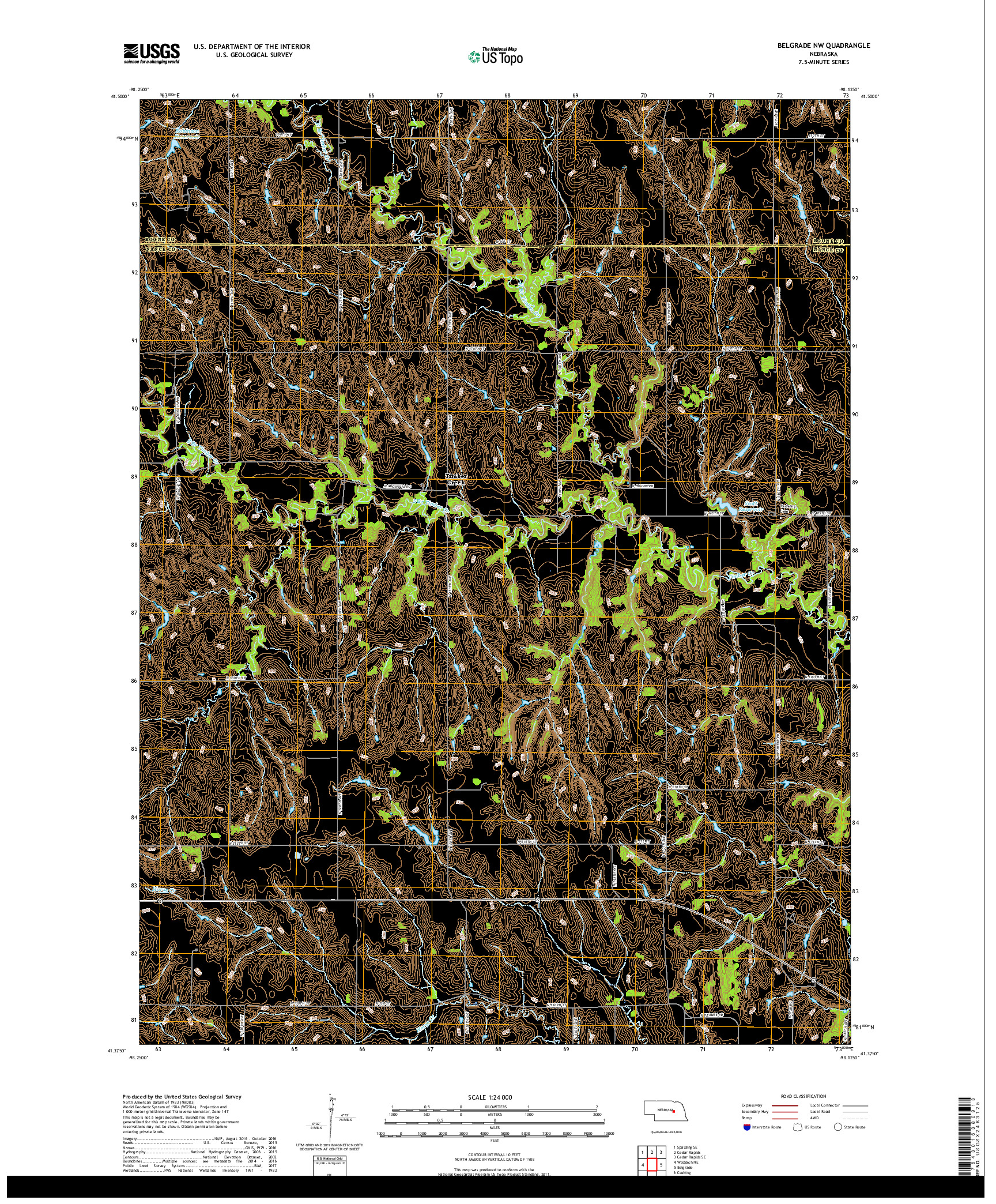 USGS US TOPO 7.5-MINUTE MAP FOR BELGRADE NW, NE 2017