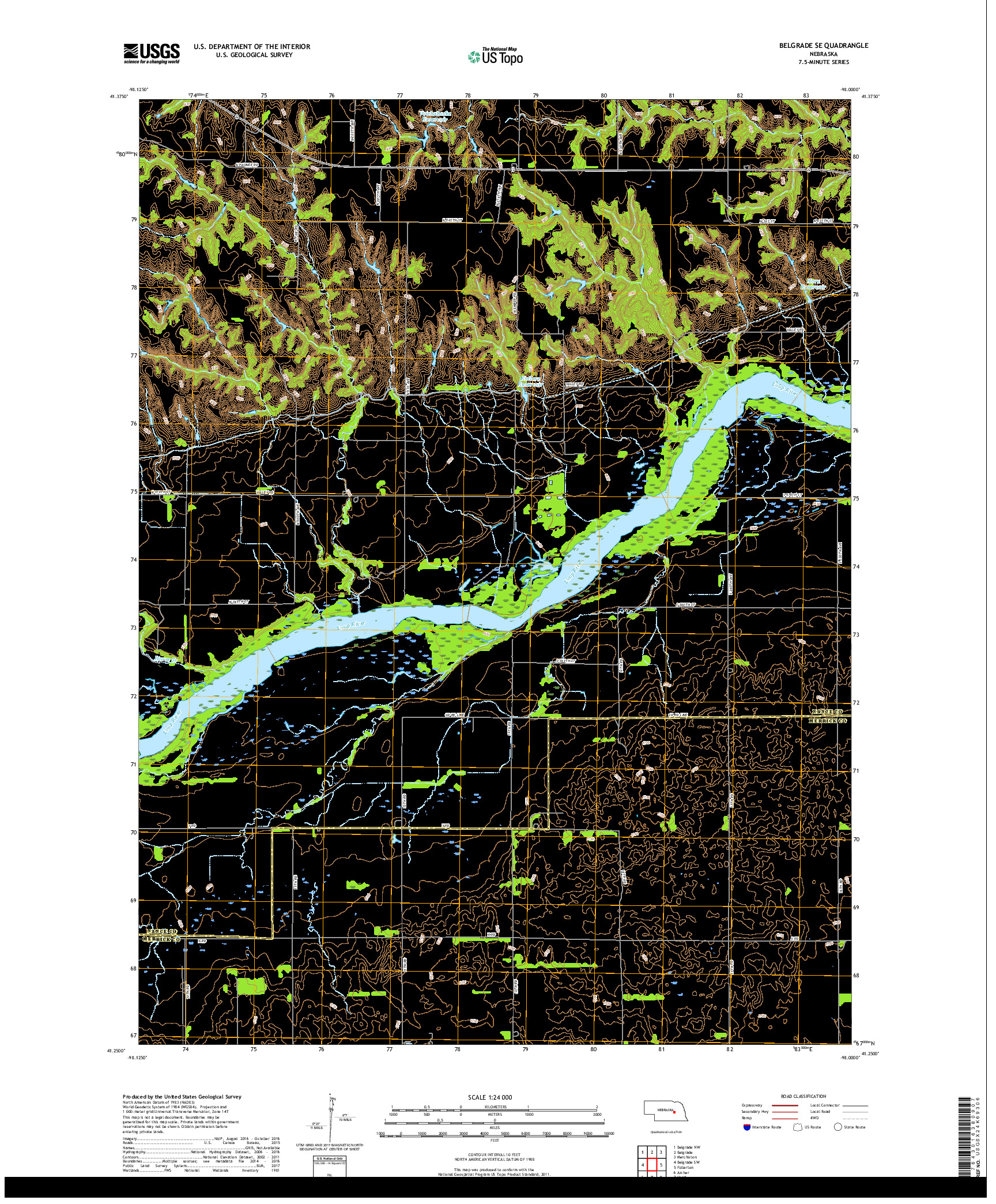USGS US TOPO 7.5-MINUTE MAP FOR BELGRADE SE, NE 2017