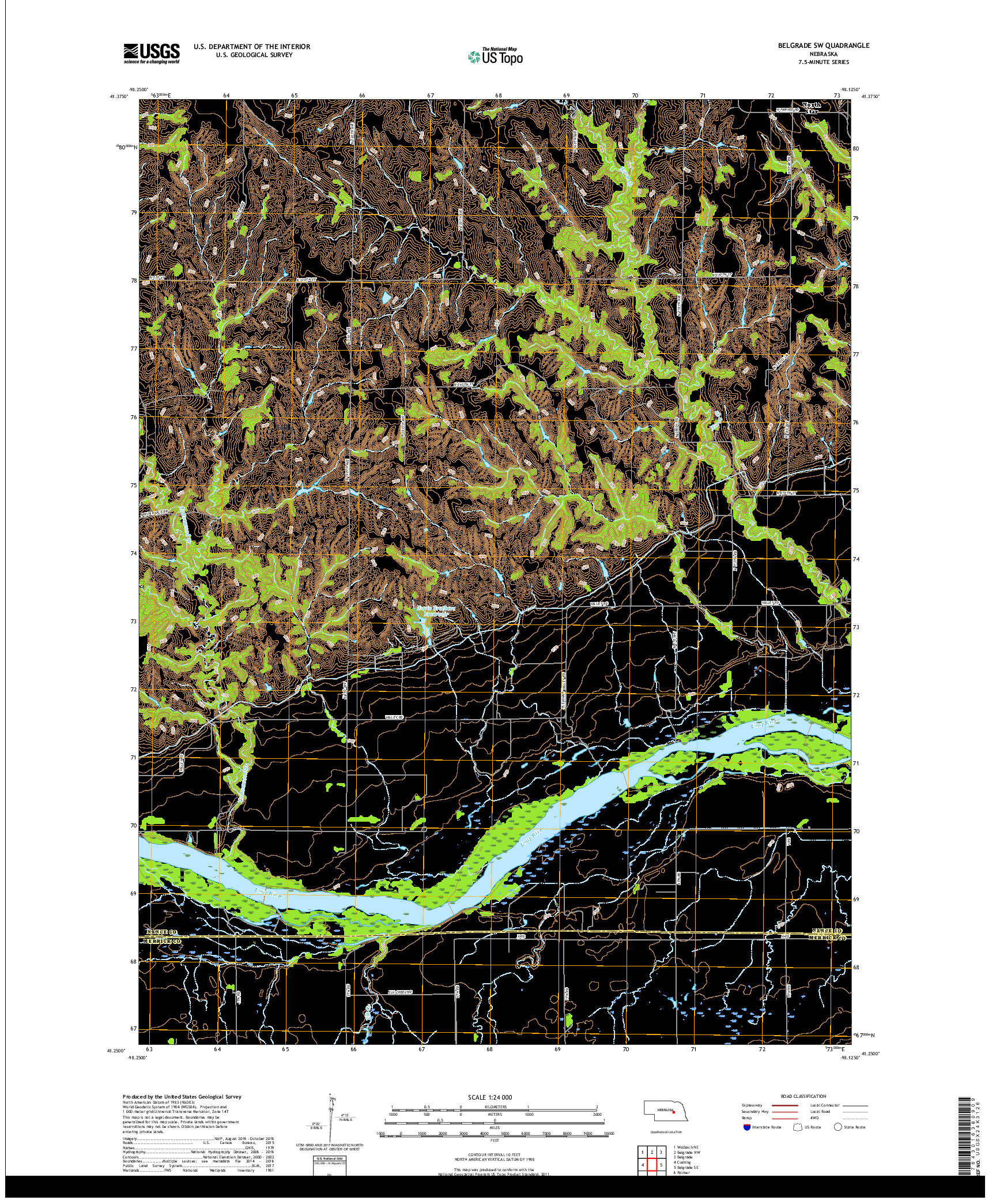 USGS US TOPO 7.5-MINUTE MAP FOR BELGRADE SW, NE 2017