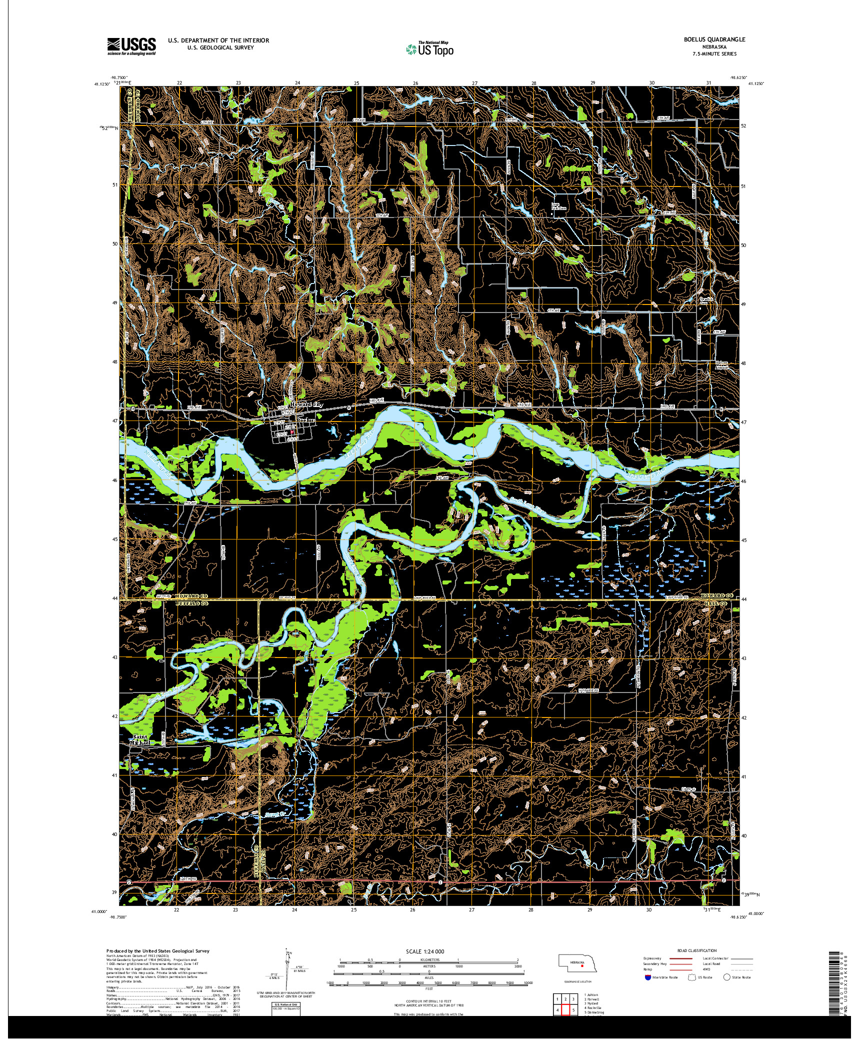 USGS US TOPO 7.5-MINUTE MAP FOR BOELUS, NE 2017