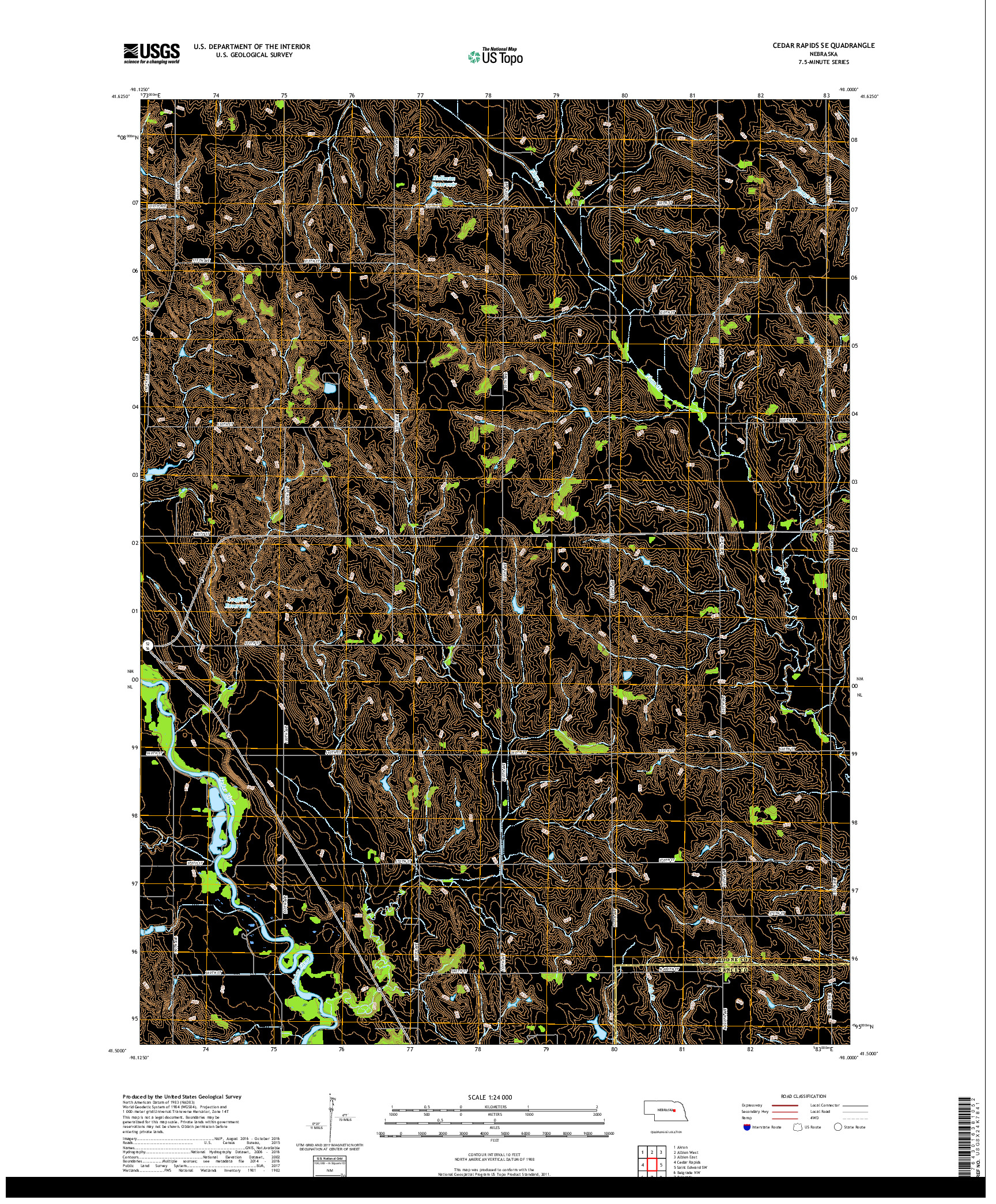 USGS US TOPO 7.5-MINUTE MAP FOR CEDAR RAPIDS SE, NE 2017