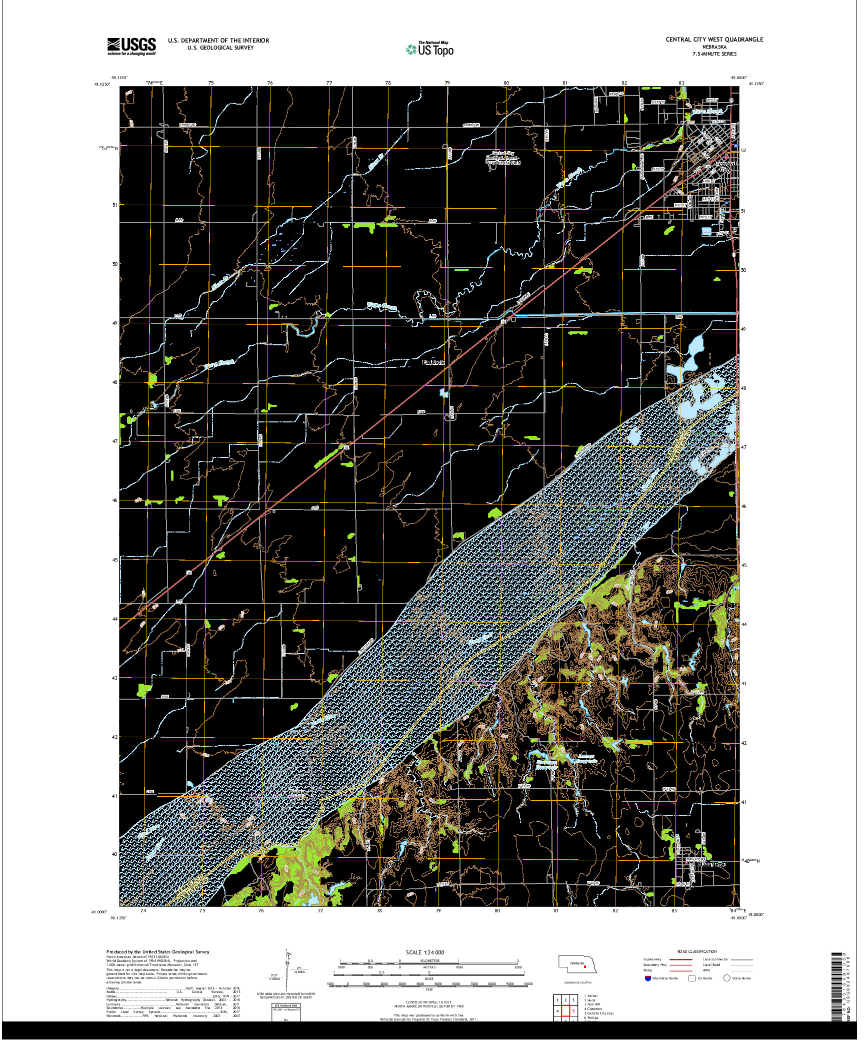 USGS US TOPO 7.5-MINUTE MAP FOR CENTRAL CITY WEST, NE 2017