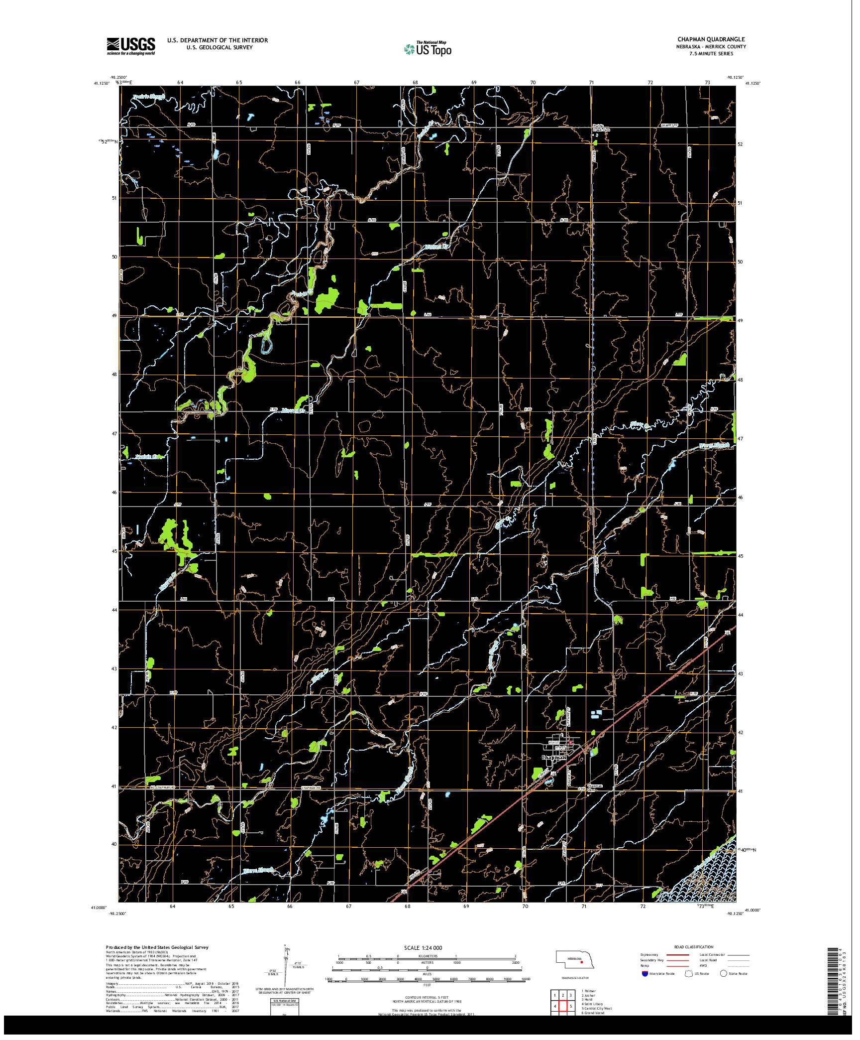 USGS US TOPO 7.5-MINUTE MAP FOR CHAPMAN, NE 2017