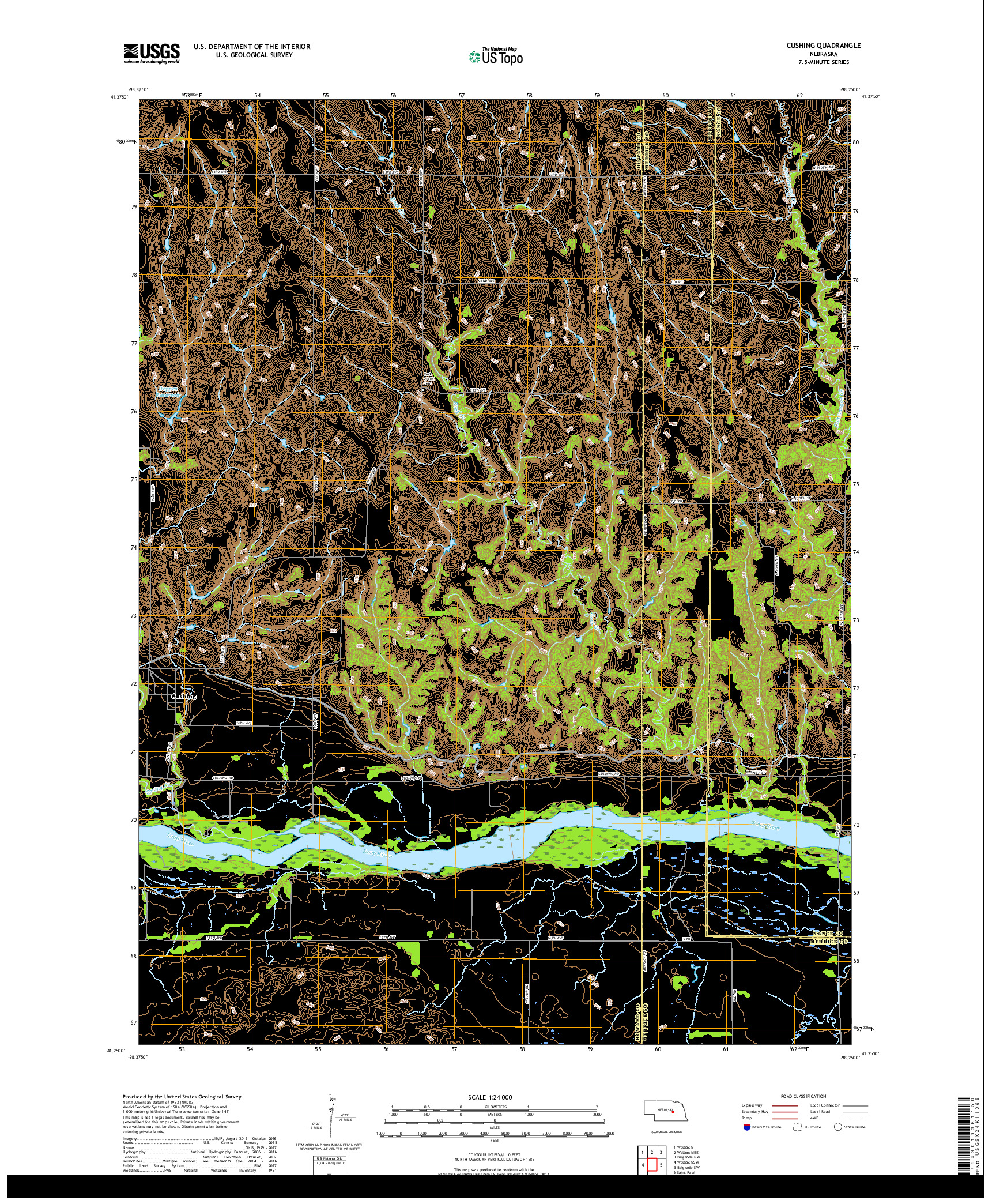 USGS US TOPO 7.5-MINUTE MAP FOR CUSHING, NE 2017