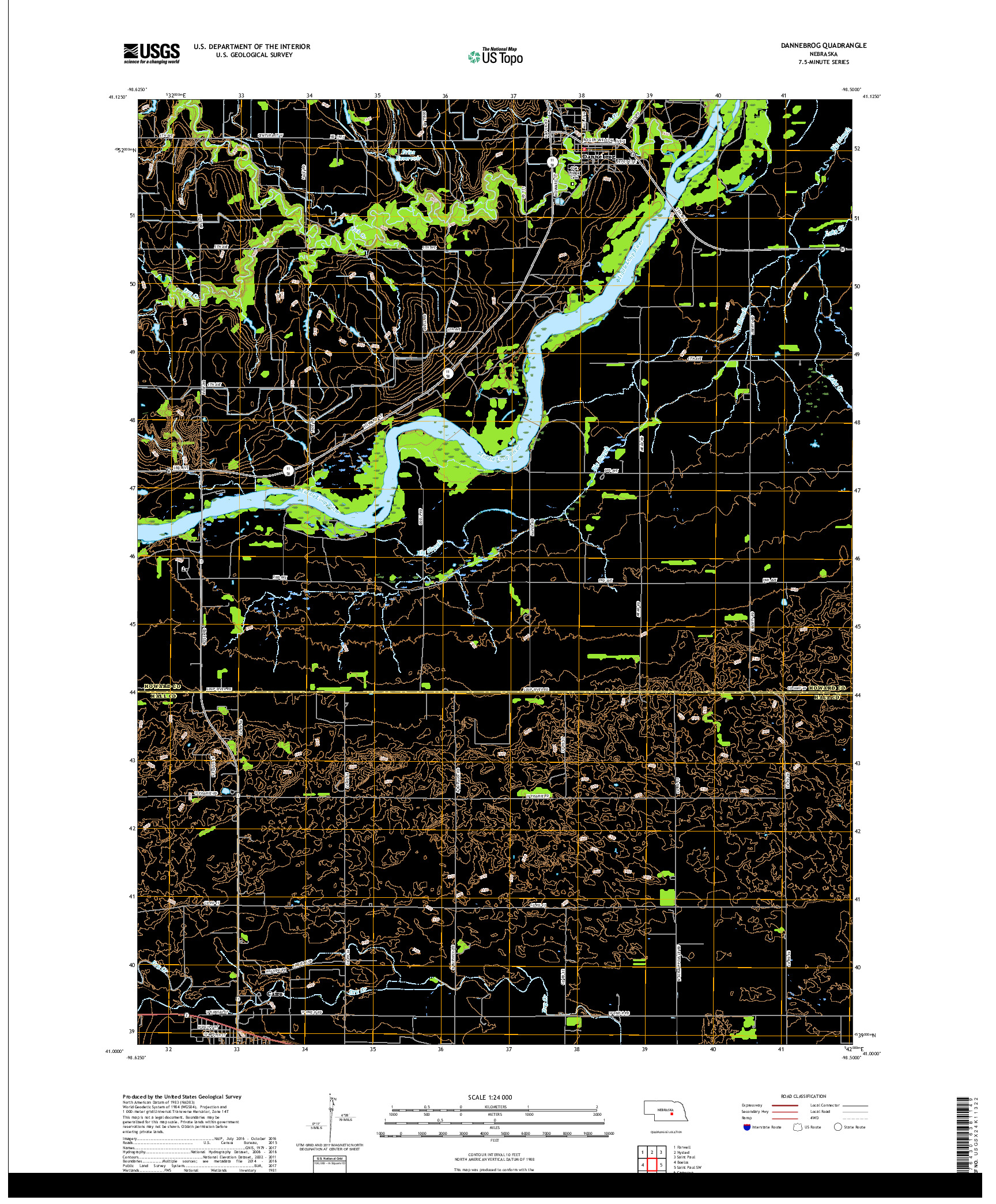 USGS US TOPO 7.5-MINUTE MAP FOR DANNEBROG, NE 2017