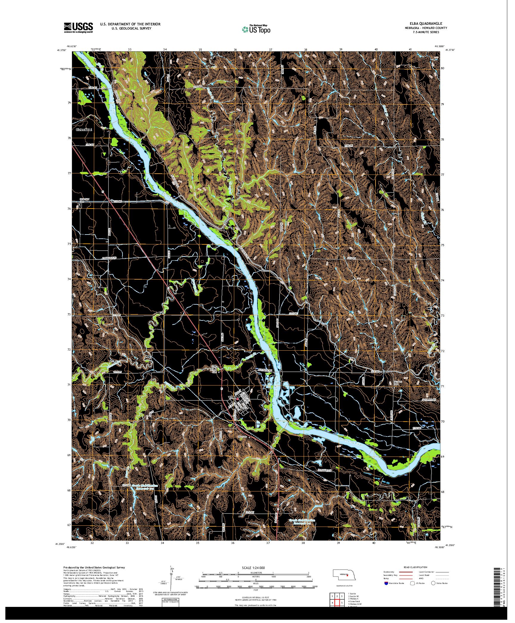 USGS US TOPO 7.5-MINUTE MAP FOR ELBA, NE 2017