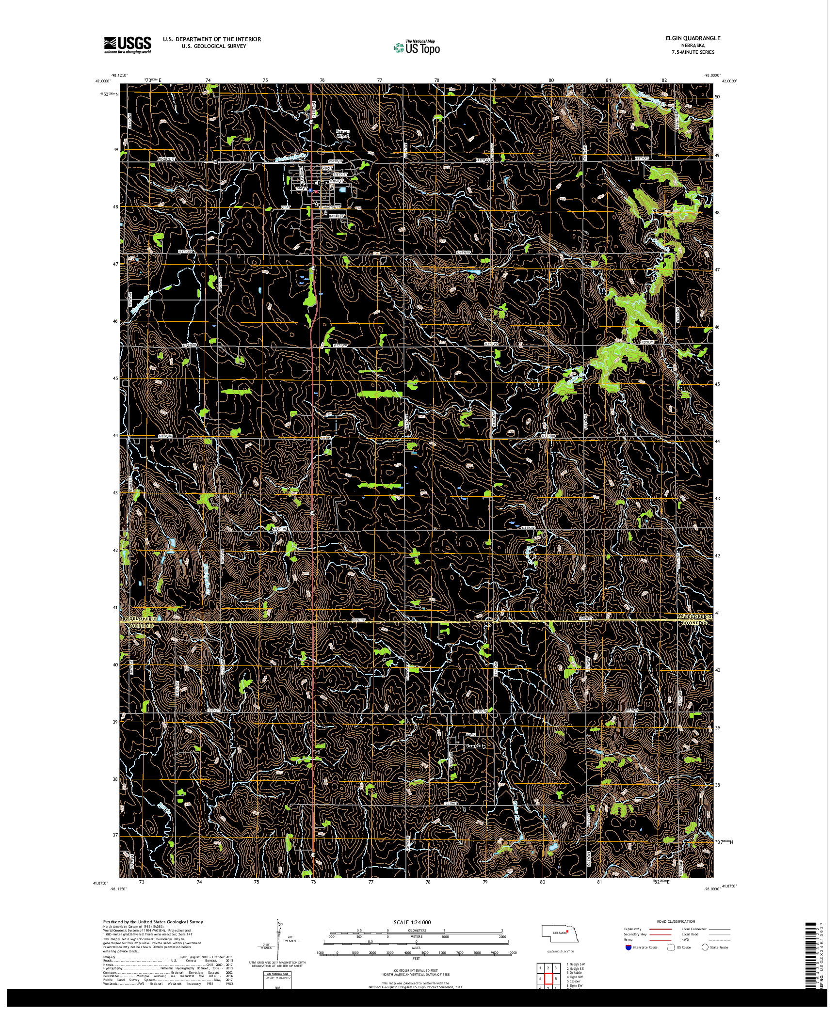 USGS US TOPO 7.5-MINUTE MAP FOR ELGIN, NE 2017