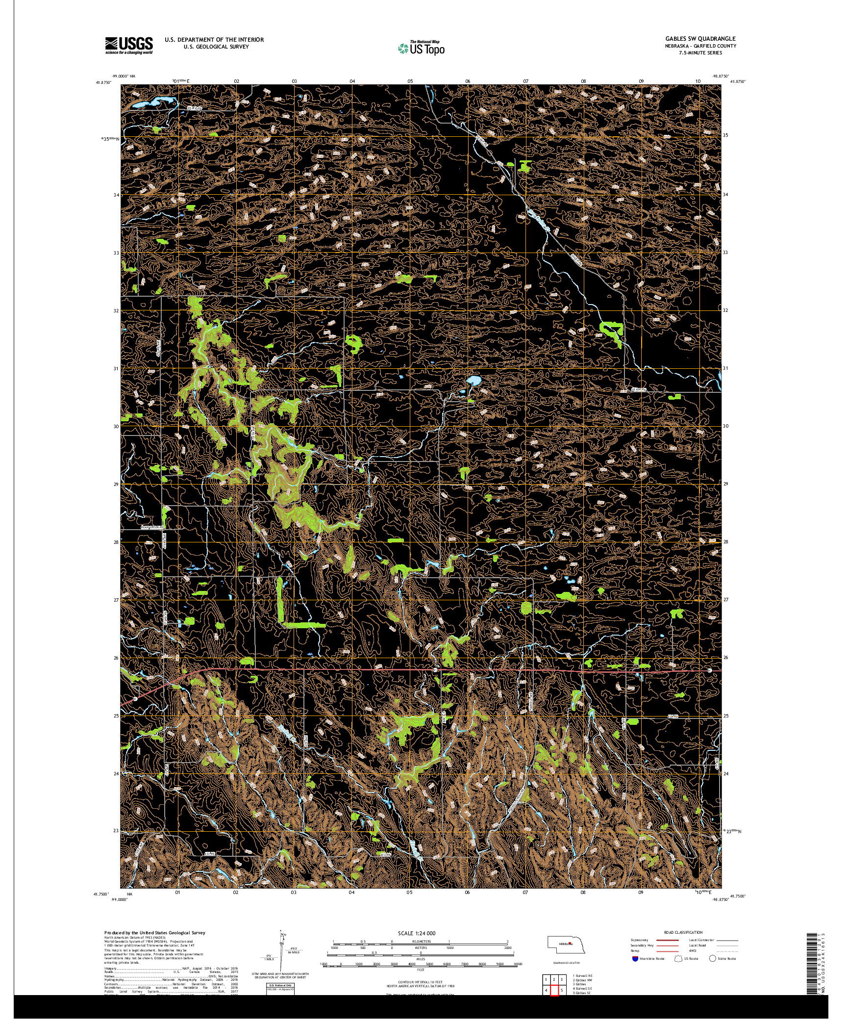 USGS US TOPO 7.5-MINUTE MAP FOR GABLES SW, NE 2017