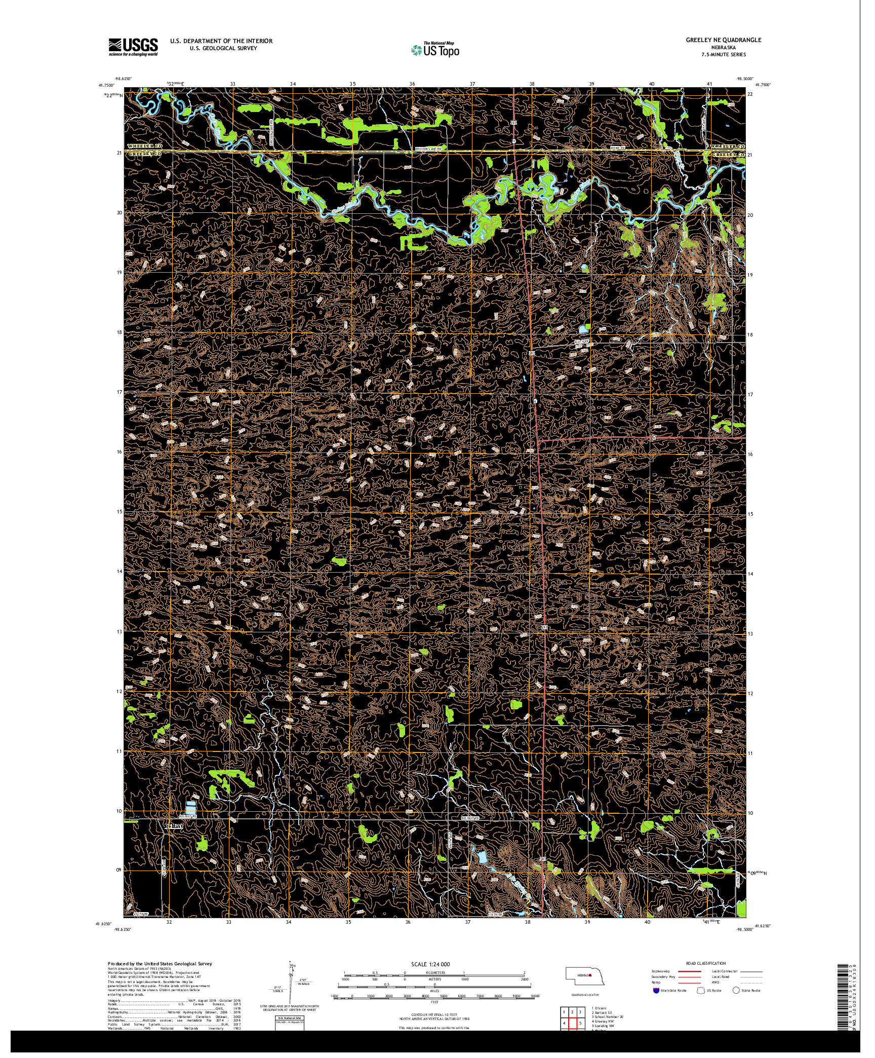 USGS US TOPO 7.5-MINUTE MAP FOR GREELEY NE, NE 2017