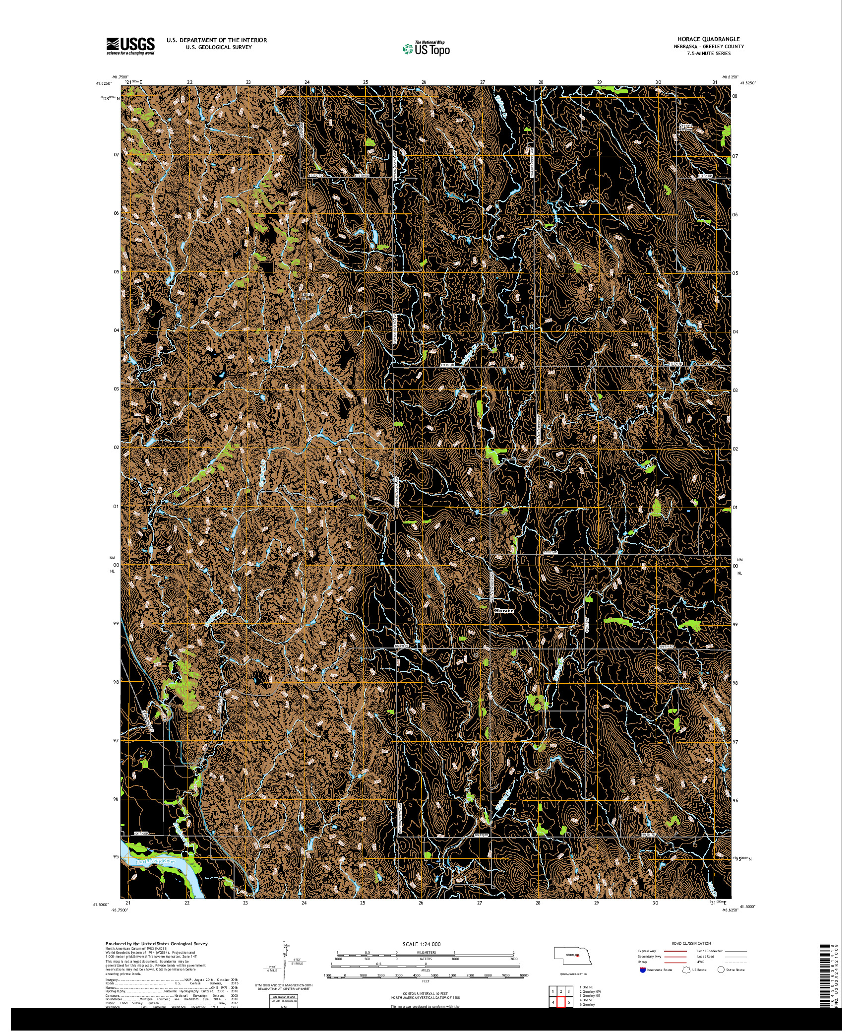 USGS US TOPO 7.5-MINUTE MAP FOR HORACE, NE 2017