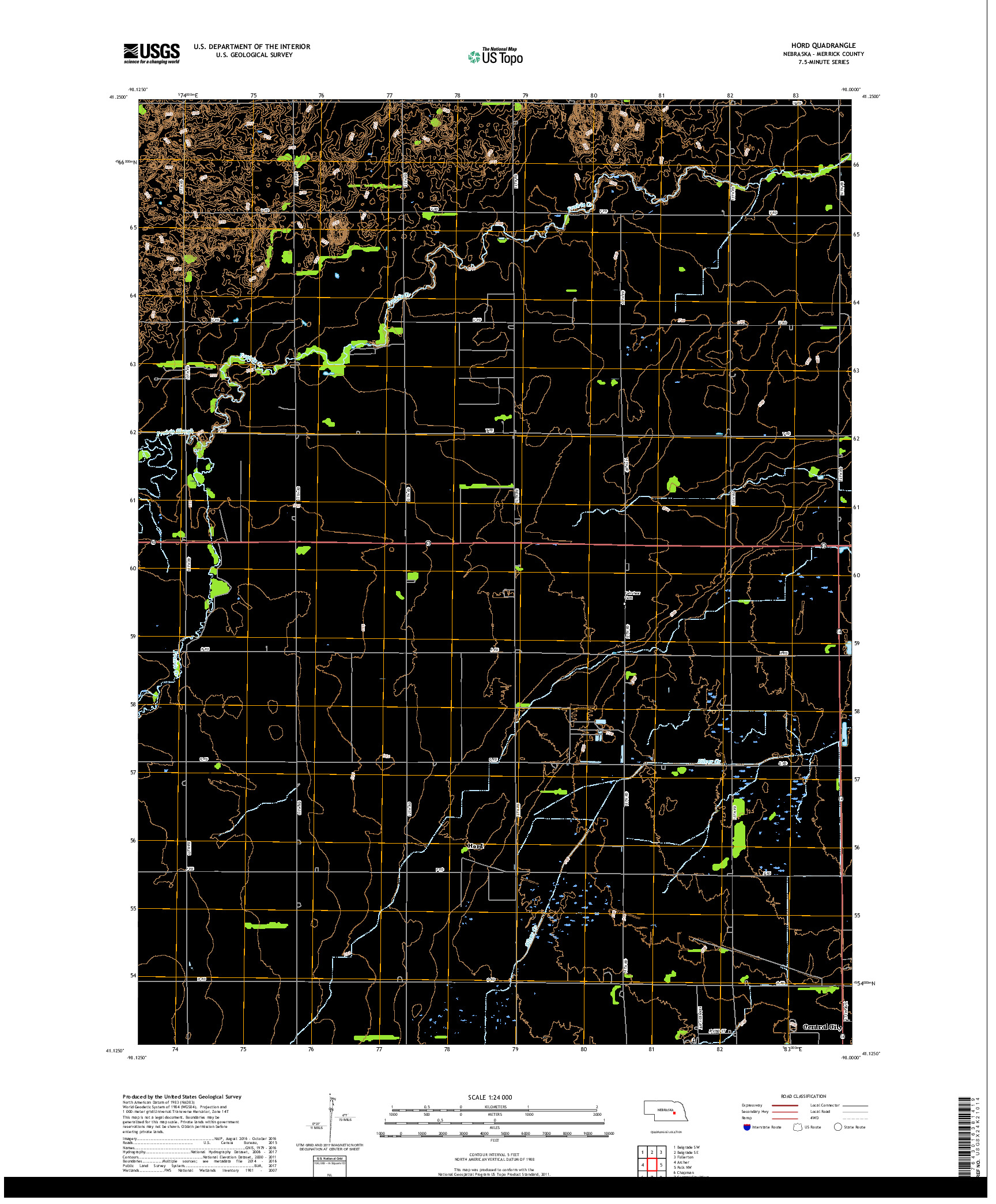 USGS US TOPO 7.5-MINUTE MAP FOR HORD, NE 2017