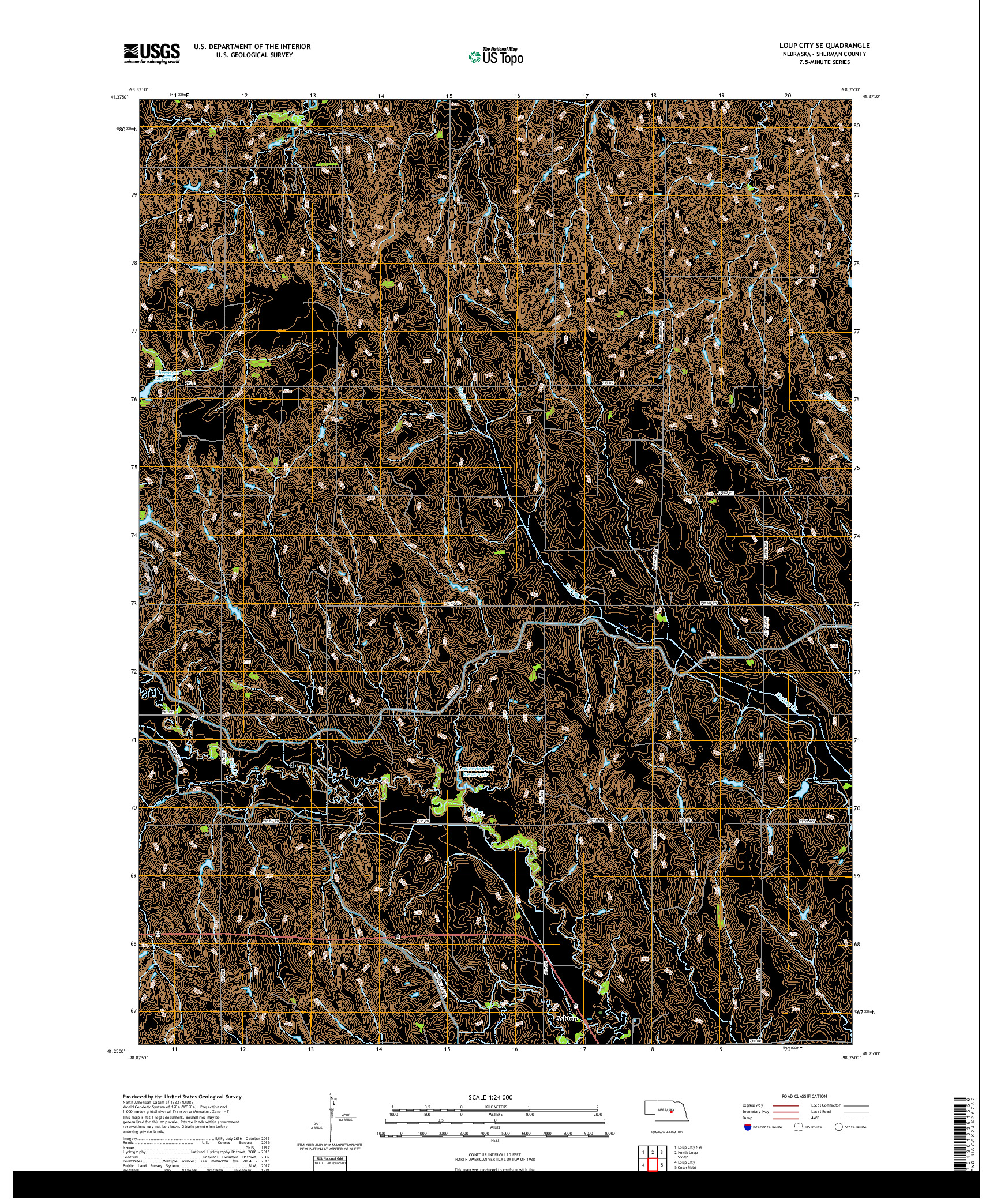 USGS US TOPO 7.5-MINUTE MAP FOR LOUP CITY SE, NE 2017