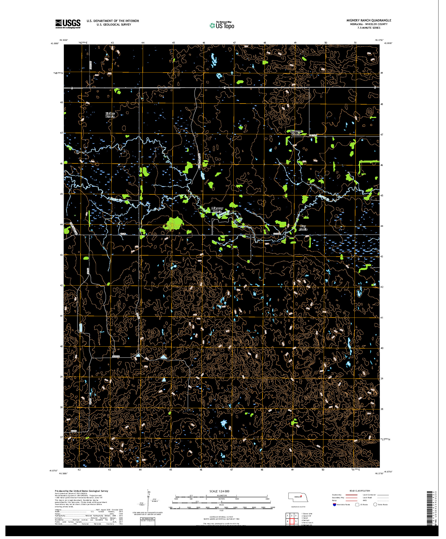 USGS US TOPO 7.5-MINUTE MAP FOR MIGNERY RANCH, NE 2017