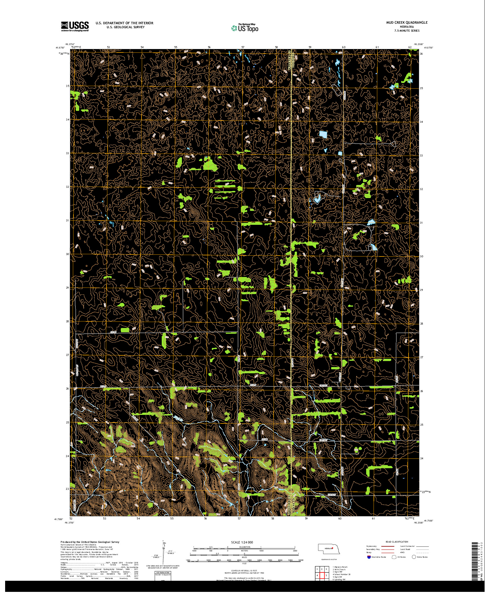 USGS US TOPO 7.5-MINUTE MAP FOR MUD CREEK, NE 2017