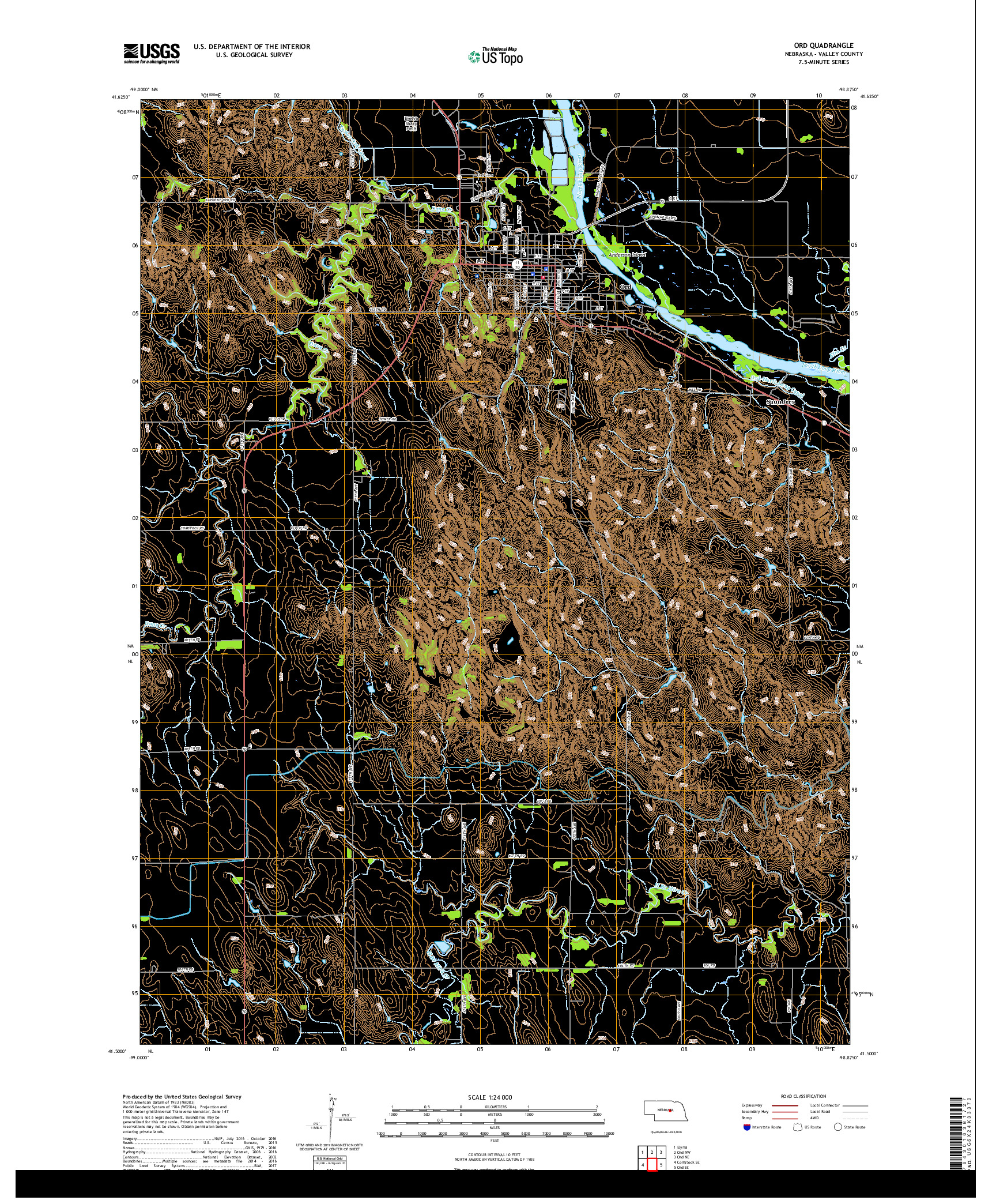 USGS US TOPO 7.5-MINUTE MAP FOR ORD, NE 2017