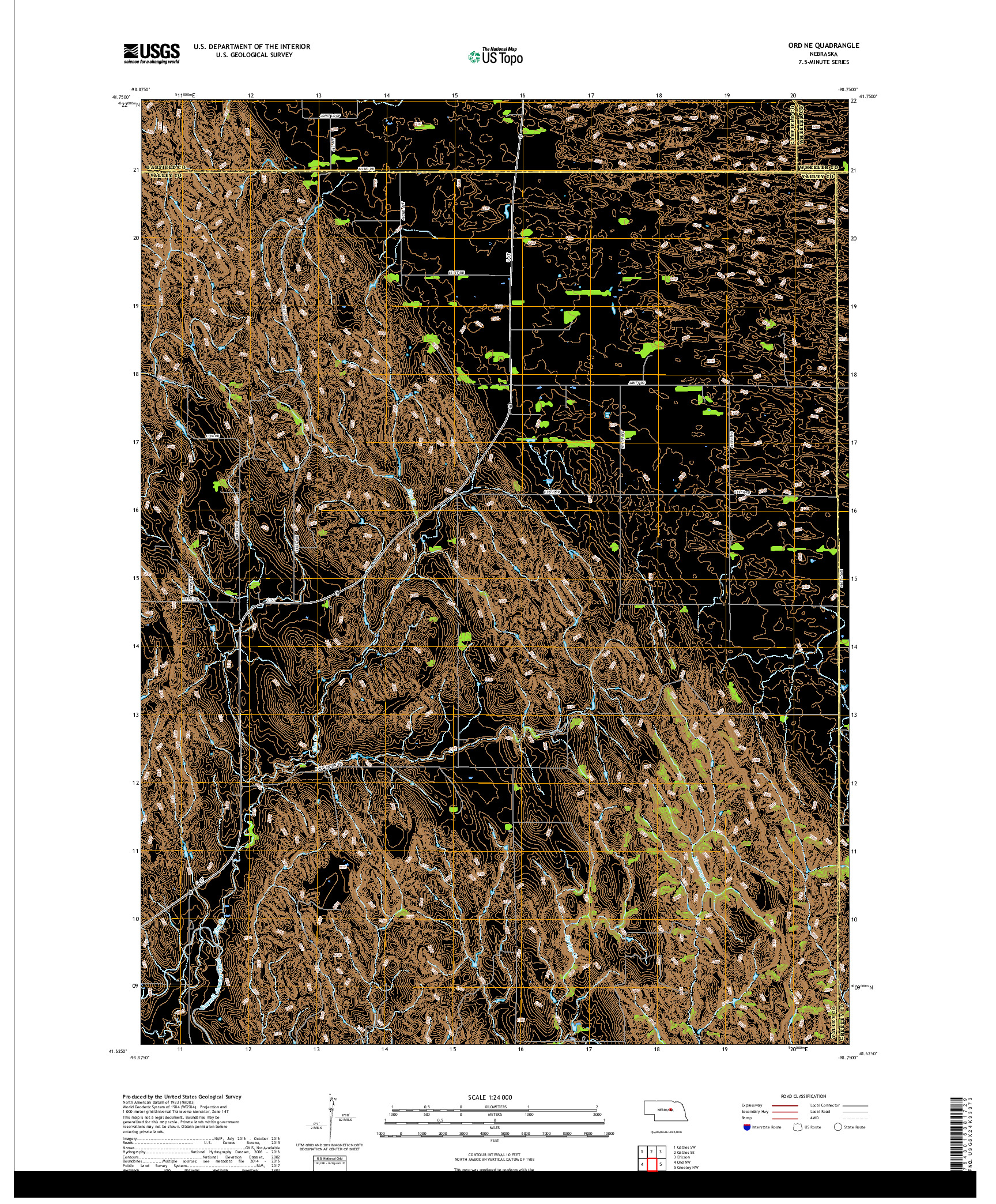 USGS US TOPO 7.5-MINUTE MAP FOR ORD NE, NE 2017