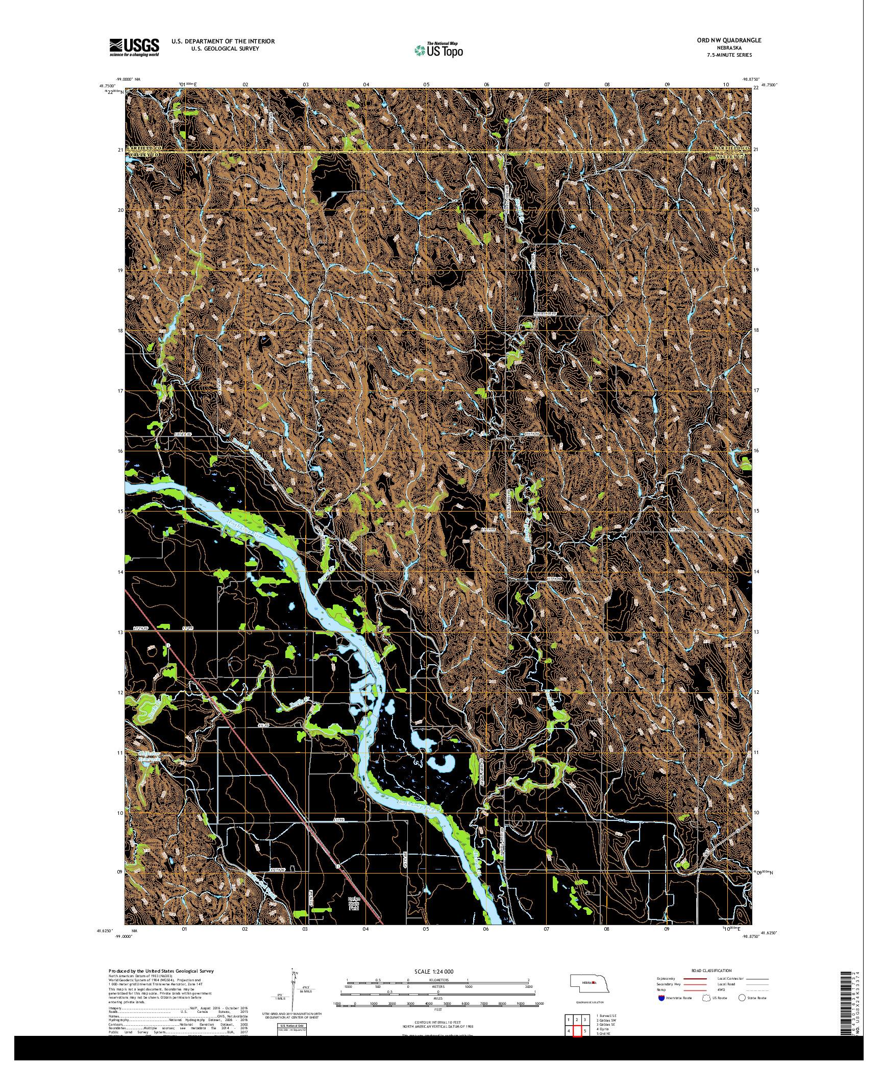 USGS US TOPO 7.5-MINUTE MAP FOR ORD NW, NE 2017