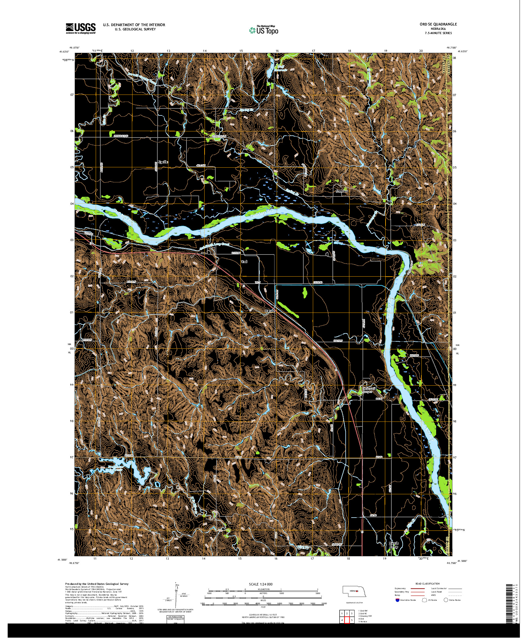 USGS US TOPO 7.5-MINUTE MAP FOR ORD SE, NE 2017