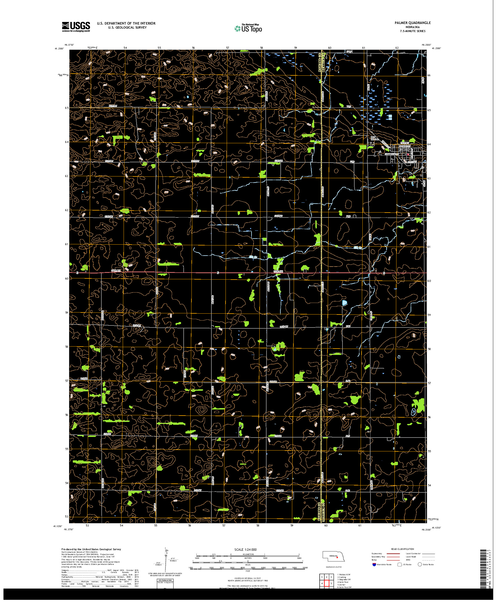 USGS US TOPO 7.5-MINUTE MAP FOR PALMER, NE 2017