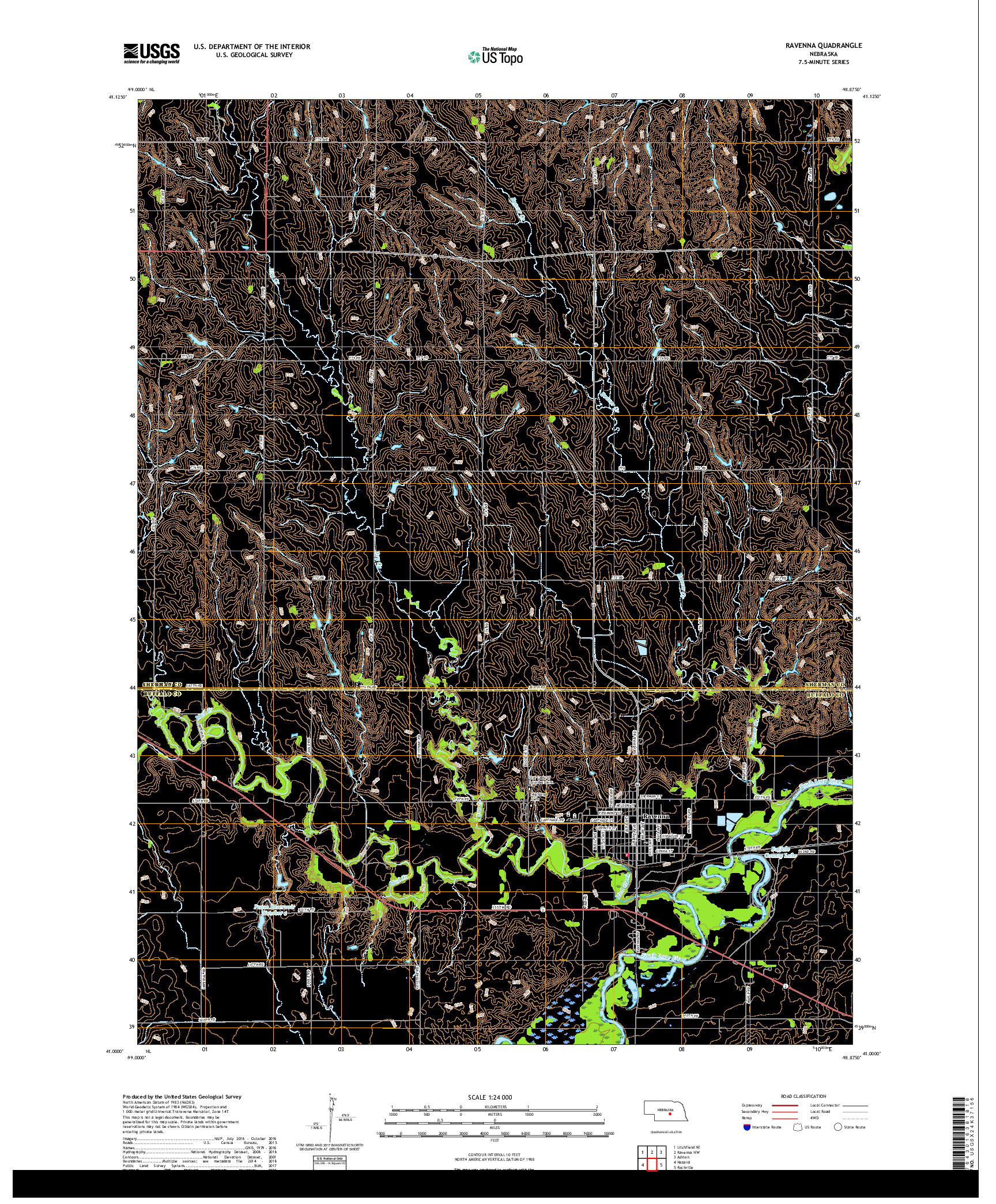 USGS US TOPO 7.5-MINUTE MAP FOR RAVENNA, NE 2017