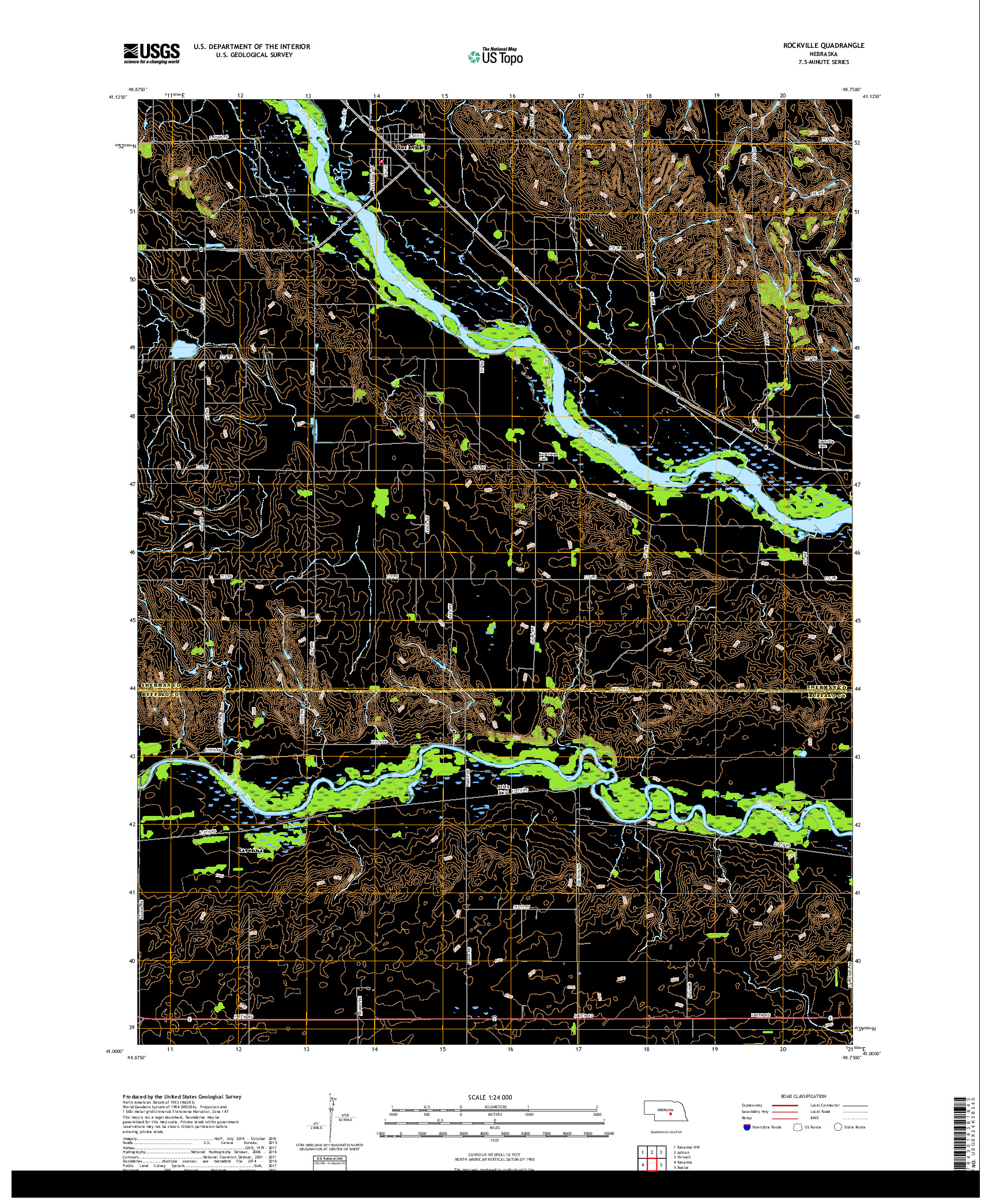 USGS US TOPO 7.5-MINUTE MAP FOR ROCKVILLE, NE 2017