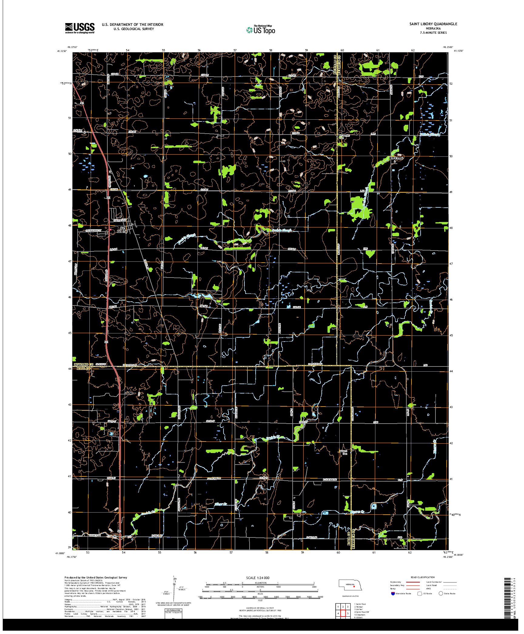 USGS US TOPO 7.5-MINUTE MAP FOR SAINT LIBORY, NE 2017