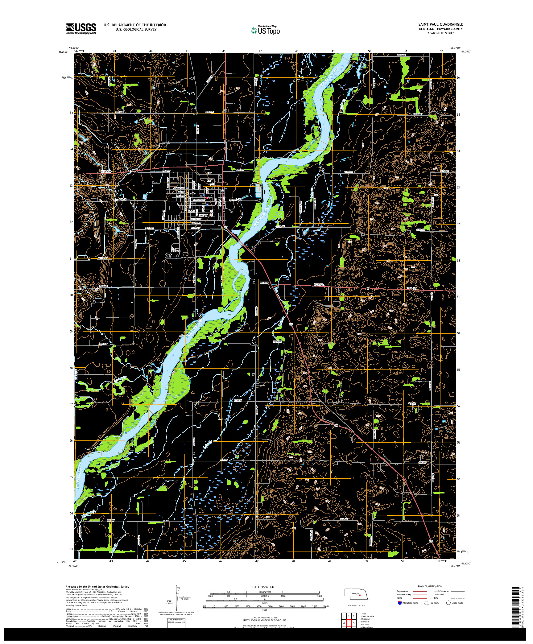 USGS US TOPO 7.5-MINUTE MAP FOR SAINT PAUL, NE 2017
