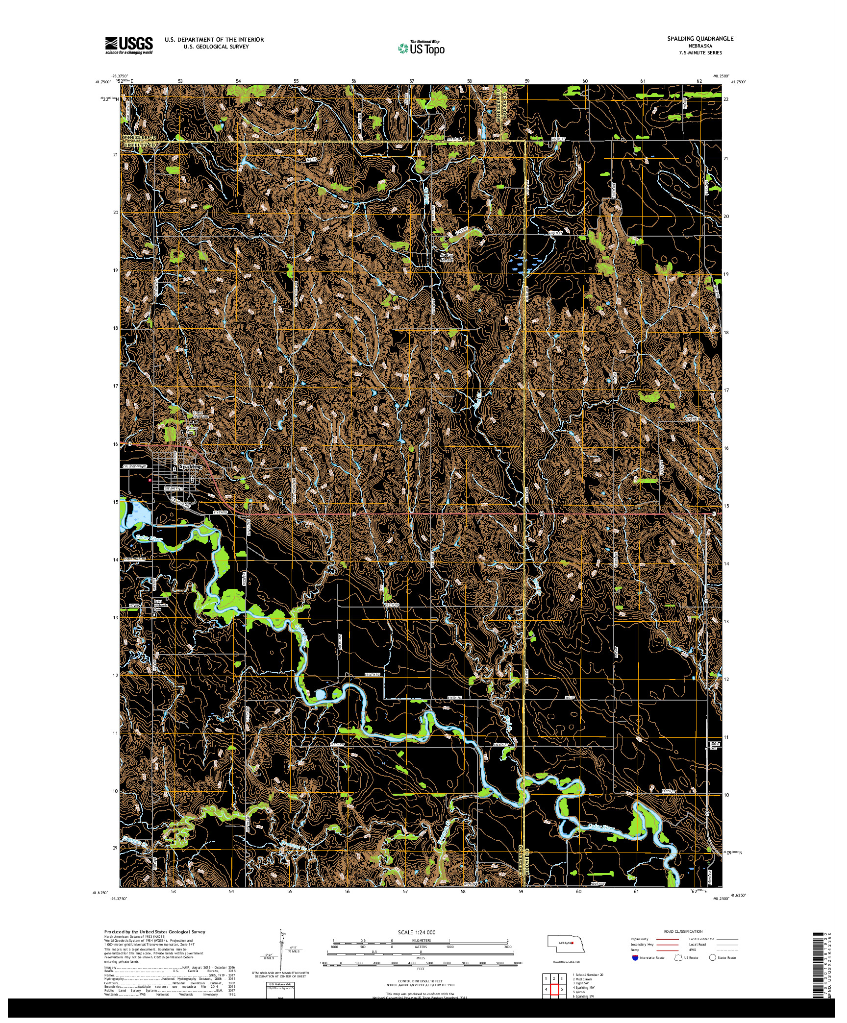 USGS US TOPO 7.5-MINUTE MAP FOR SPALDING, NE 2017