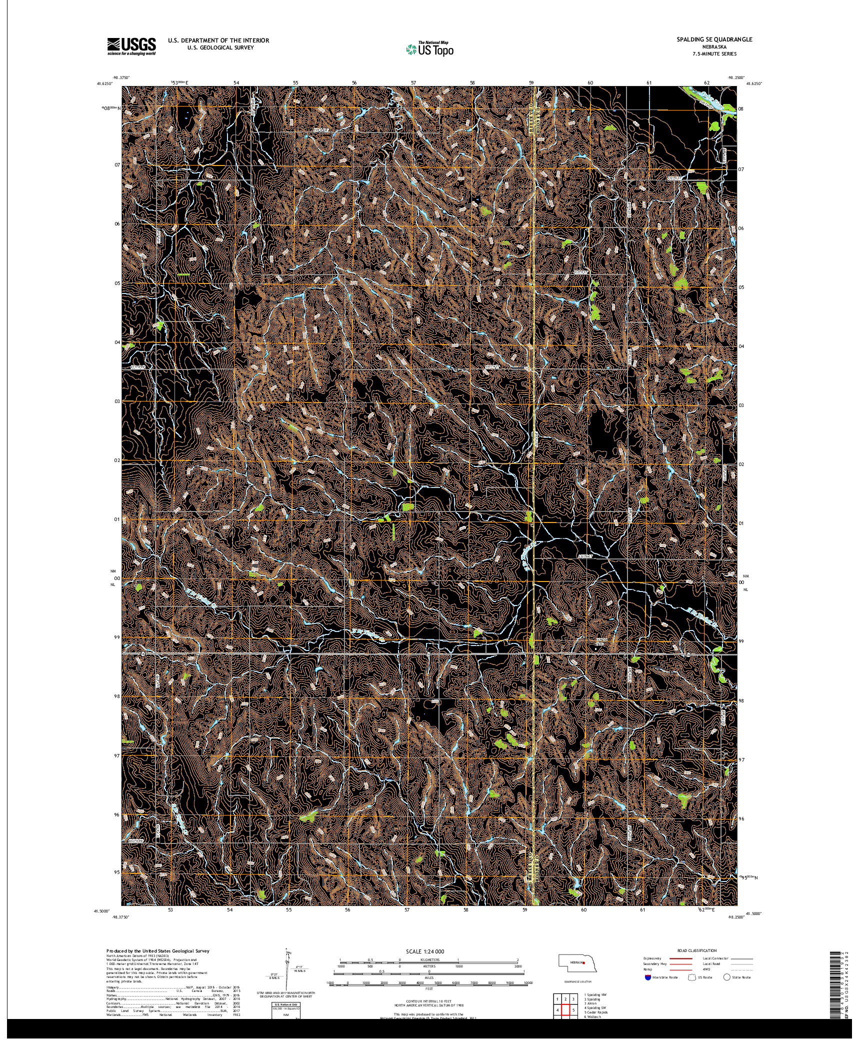 USGS US TOPO 7.5-MINUTE MAP FOR SPALDING SE, NE 2017