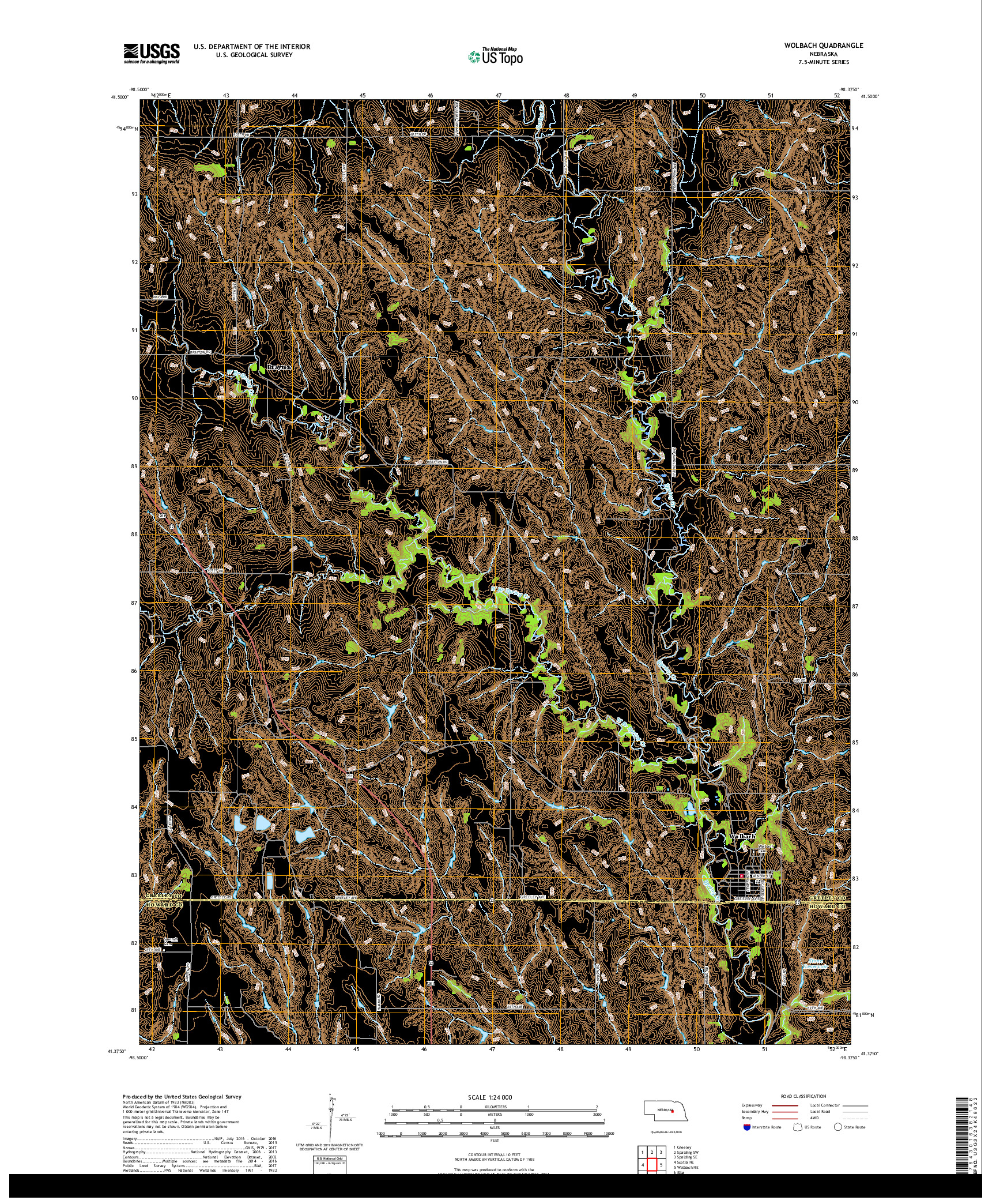 USGS US TOPO 7.5-MINUTE MAP FOR WOLBACH, NE 2017