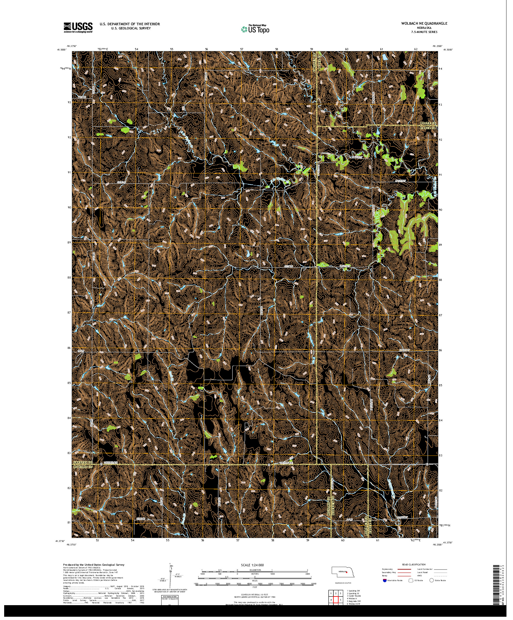 USGS US TOPO 7.5-MINUTE MAP FOR WOLBACH NE, NE 2017