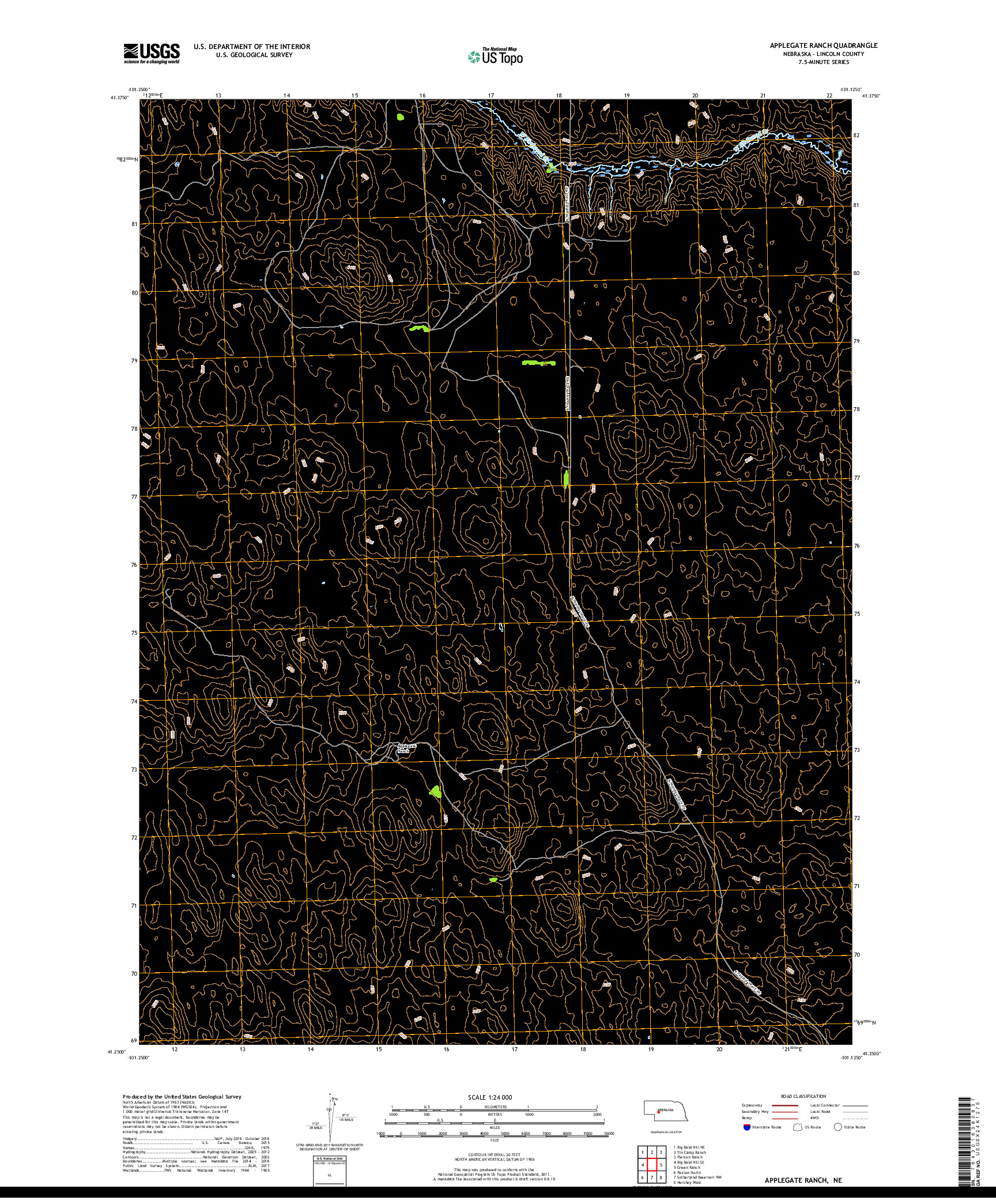 USGS US TOPO 7.5-MINUTE MAP FOR APPLEGATE RANCH, NE 2017