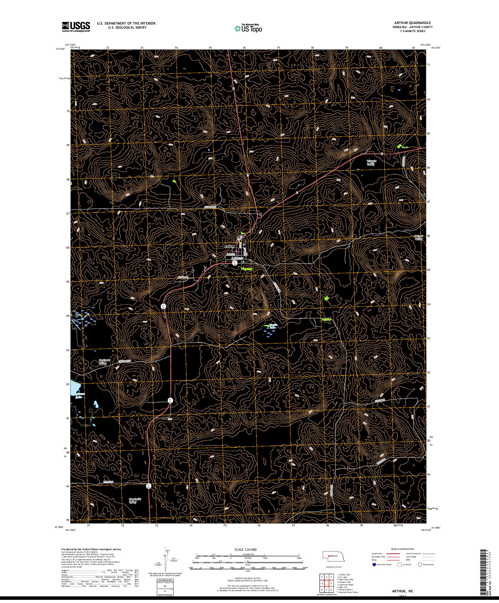 USGS US TOPO 7.5-MINUTE MAP FOR ARTHUR, NE 2017