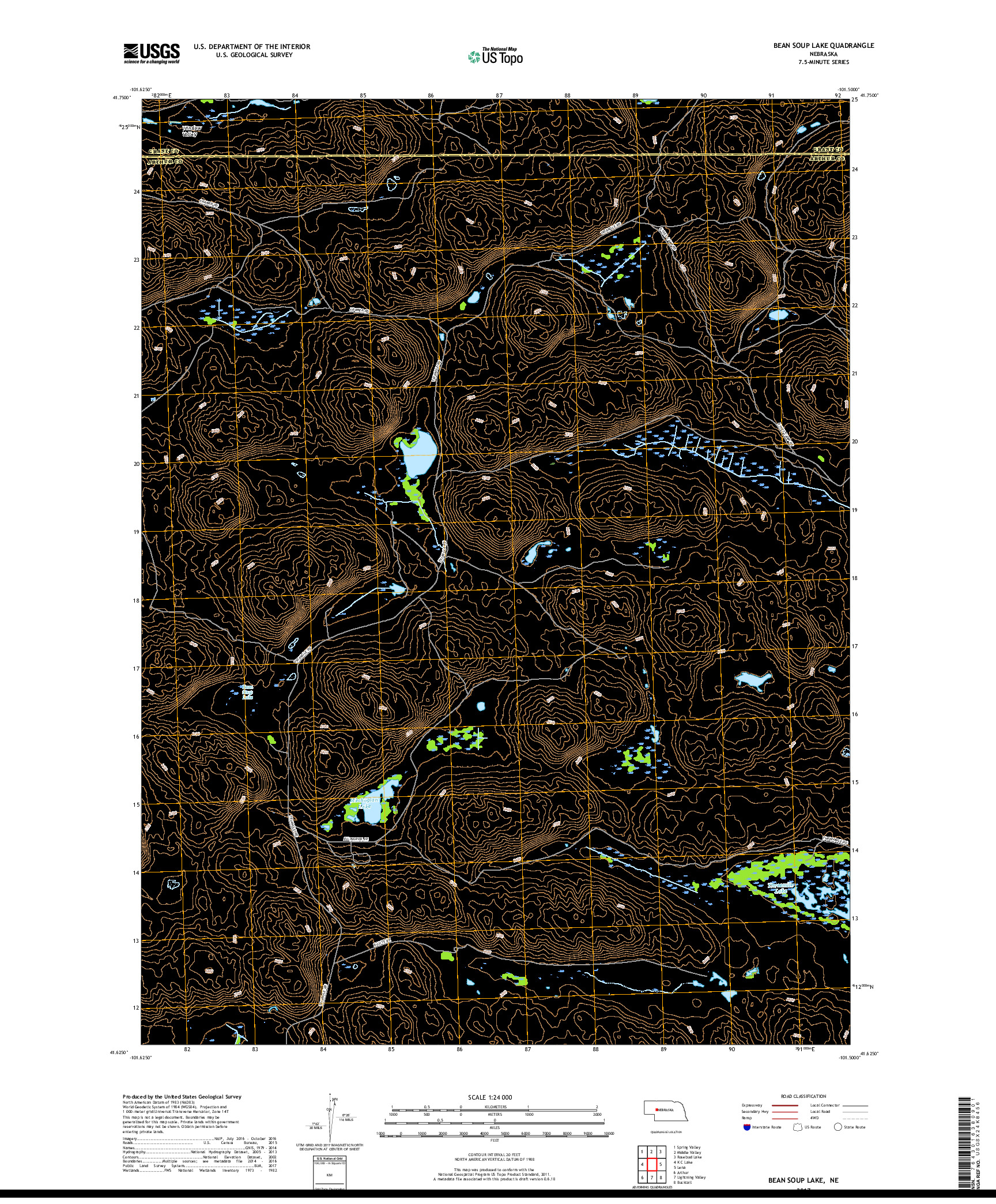 USGS US TOPO 7.5-MINUTE MAP FOR BEAN SOUP LAKE, NE 2017