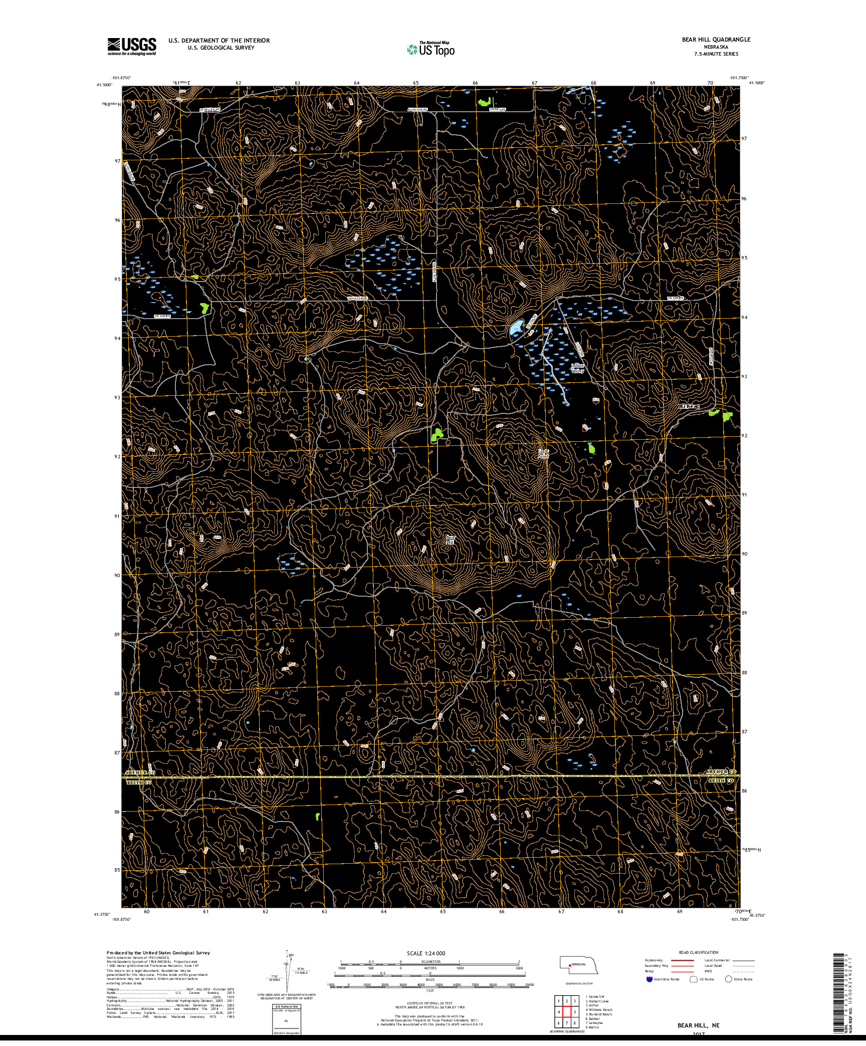 USGS US TOPO 7.5-MINUTE MAP FOR BEAR HILL, NE 2017