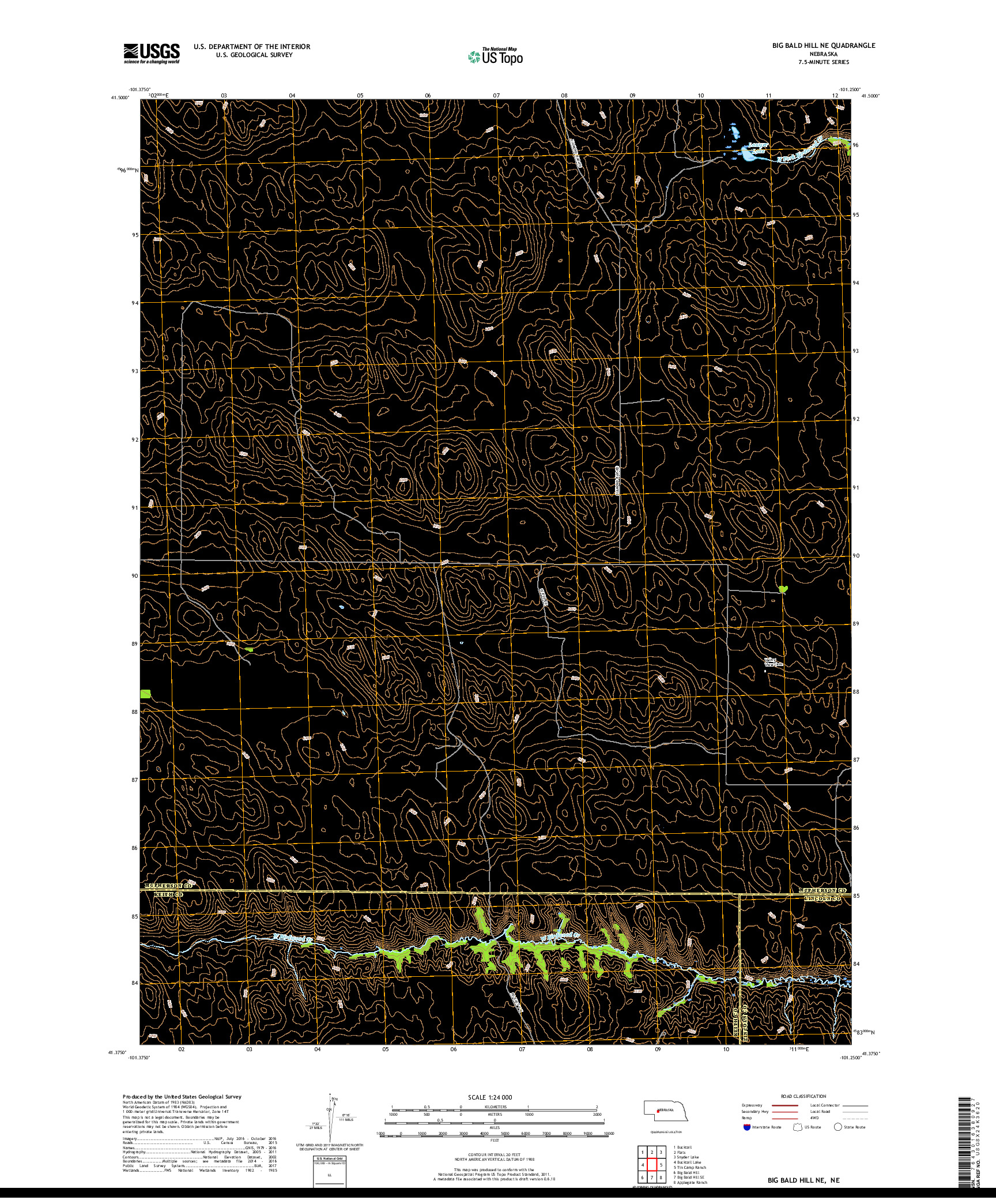 USGS US TOPO 7.5-MINUTE MAP FOR BIG BALD HILL NE, NE 2017