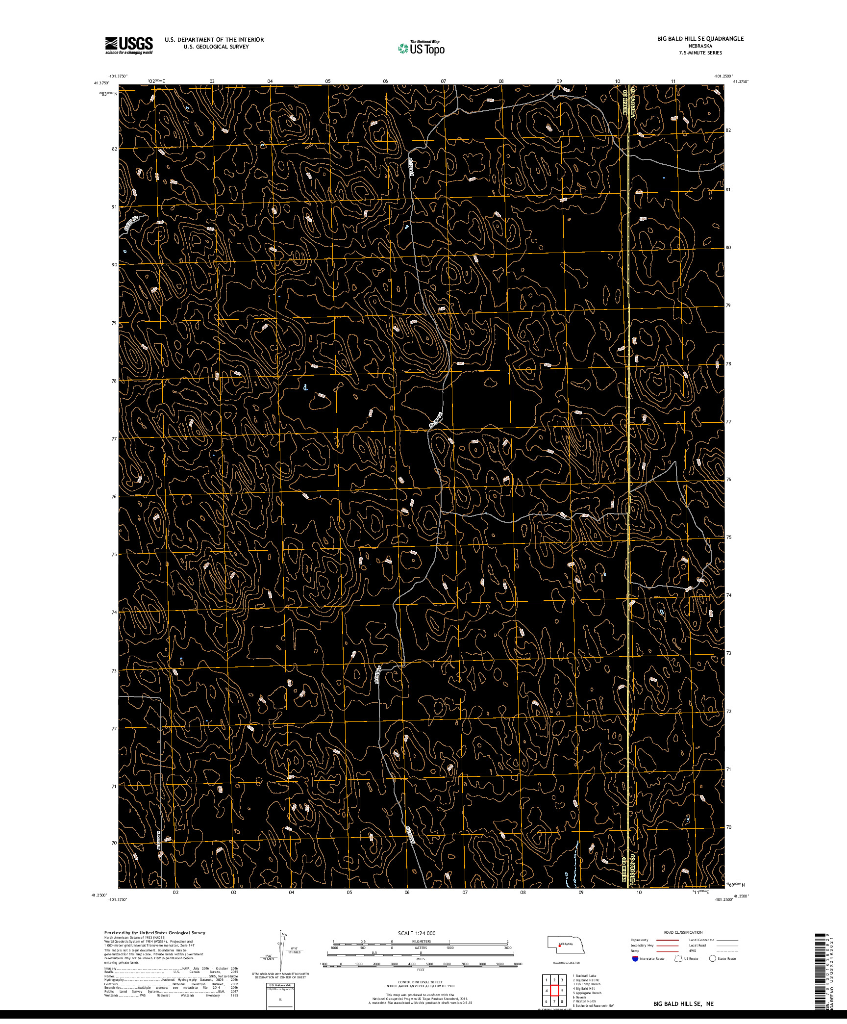 USGS US TOPO 7.5-MINUTE MAP FOR BIG BALD HILL SE, NE 2017