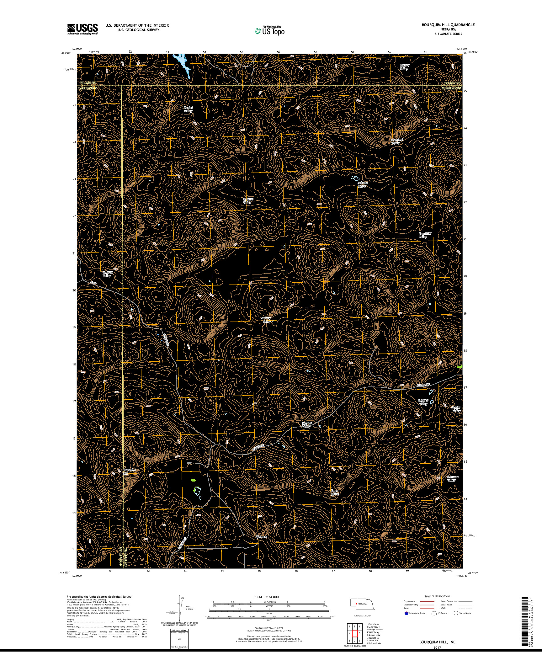 USGS US TOPO 7.5-MINUTE MAP FOR BOURQUIM HILL, NE 2017