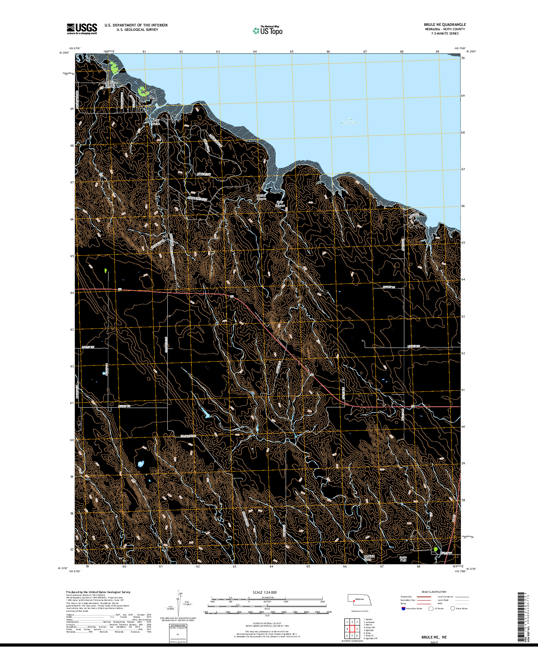 USGS US TOPO 7.5-MINUTE MAP FOR BRULE NE, NE 2017