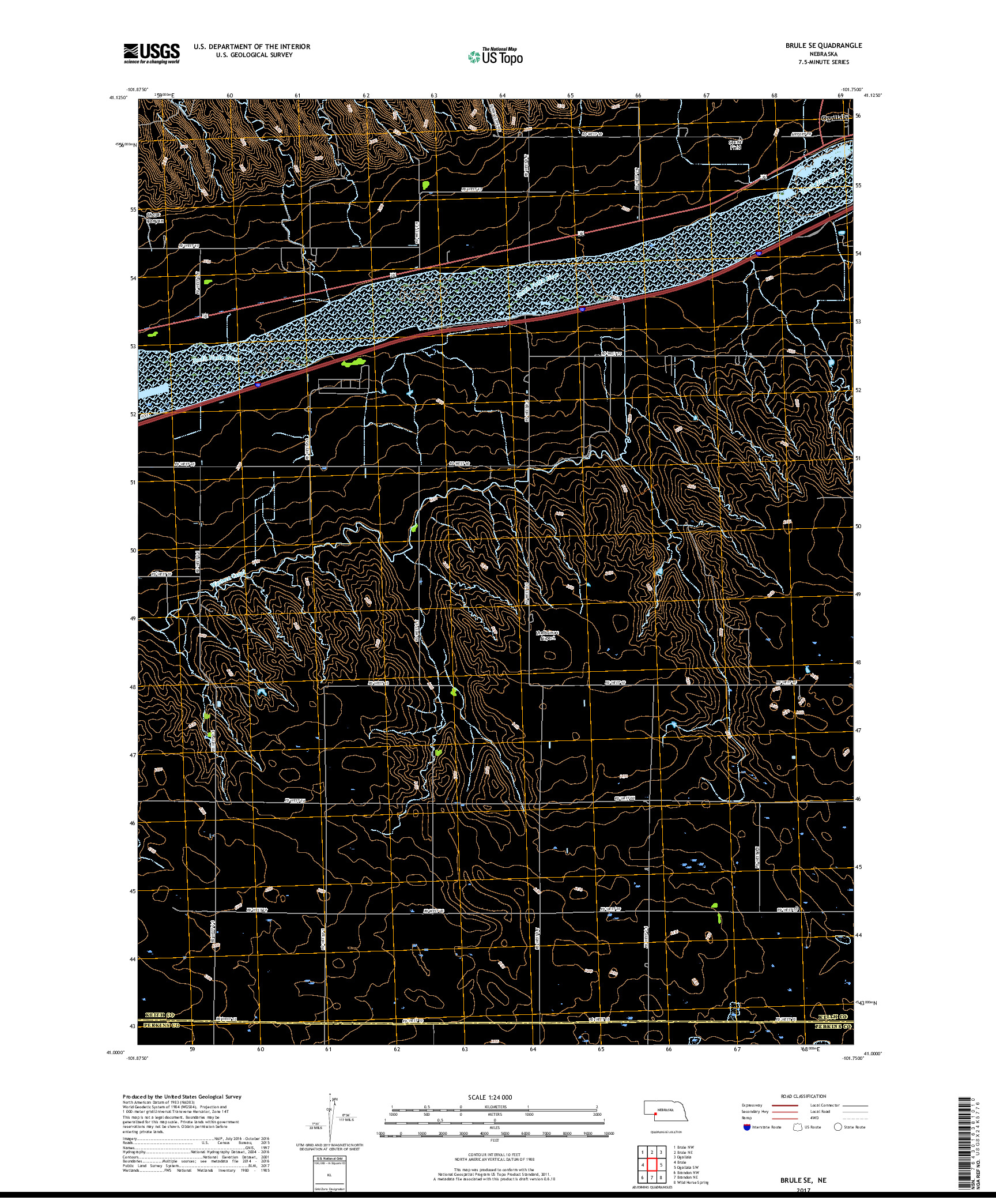 USGS US TOPO 7.5-MINUTE MAP FOR BRULE SE, NE 2017